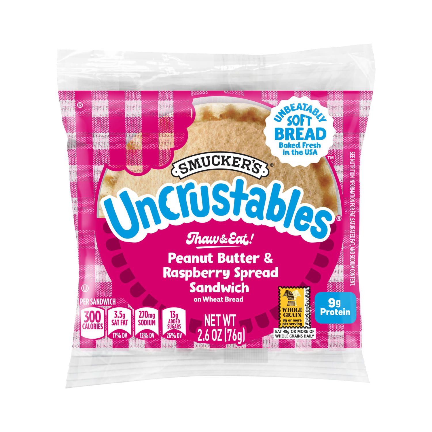 Smuckers Peanut Butter & Raspberry Wheat Uncrustables, 2.6 Oz, Total Qty 16 - Image 4