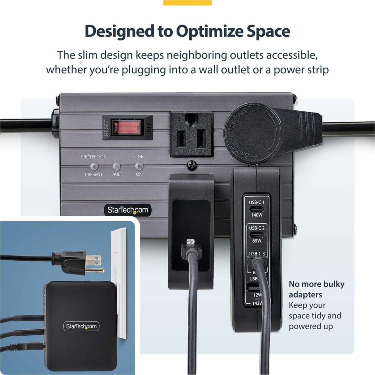StarTech.com 140W USB-C Wall Charger, 3x USB-C/1x USB-A - Image 5