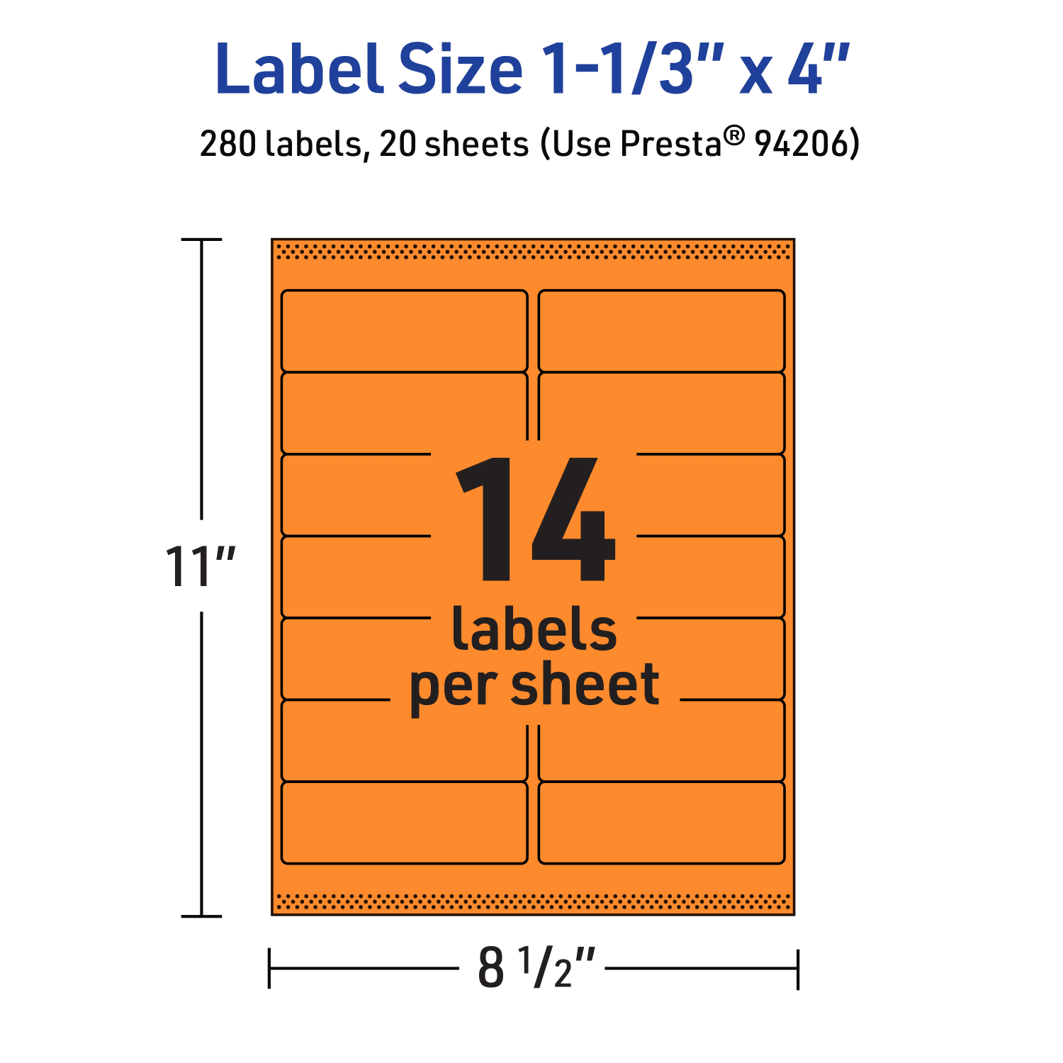 Avery Printable Labels With Sure Feed Technology, 94206-BOP20, Rectangle, 1-1/3in x 4in, Matte Bright Orange, Pack of 280 - Image 6