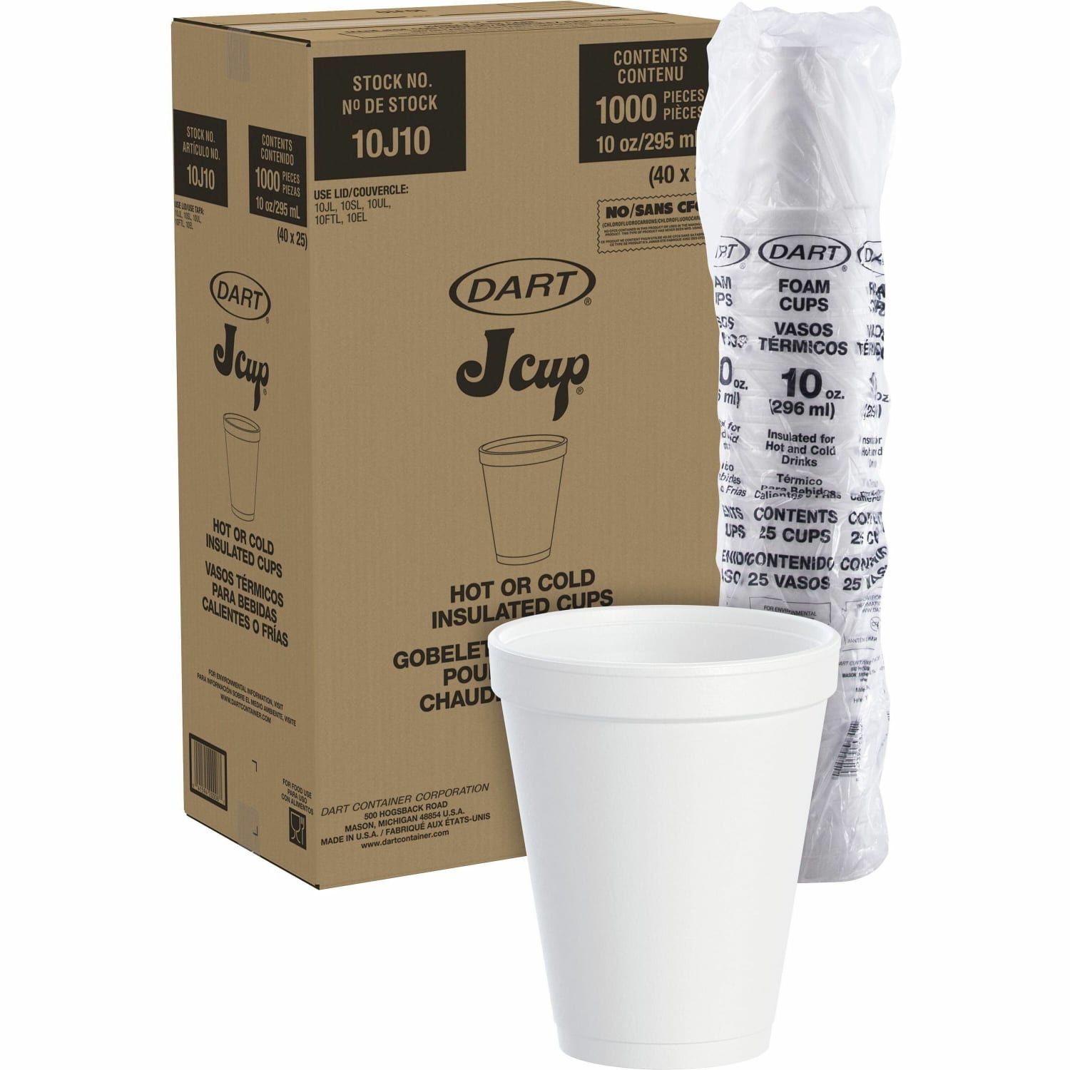 Dart Insulated Foam Drinking Cups, White, 10 Oz, Case Of 1,000 Cups - Image 3