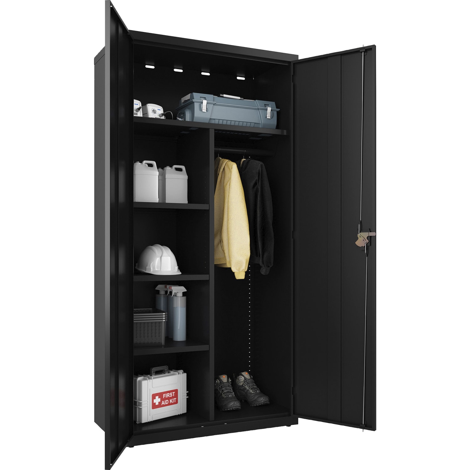 Lorell Fortress Series Steel Wardrobe Cabinet, Black - Image 6