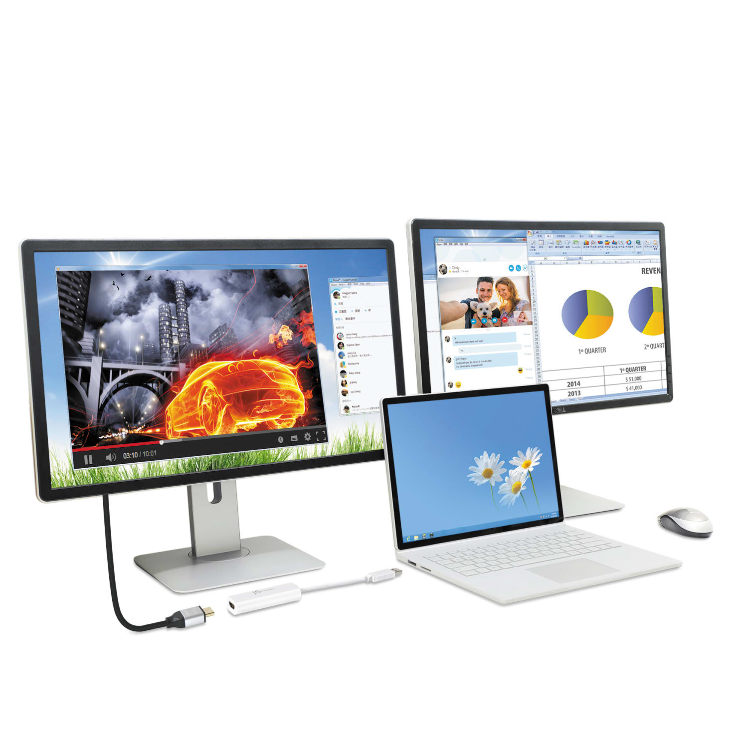j5create JUA254 USB 3.0 to HDMI External Video Adapter, White - Image 4