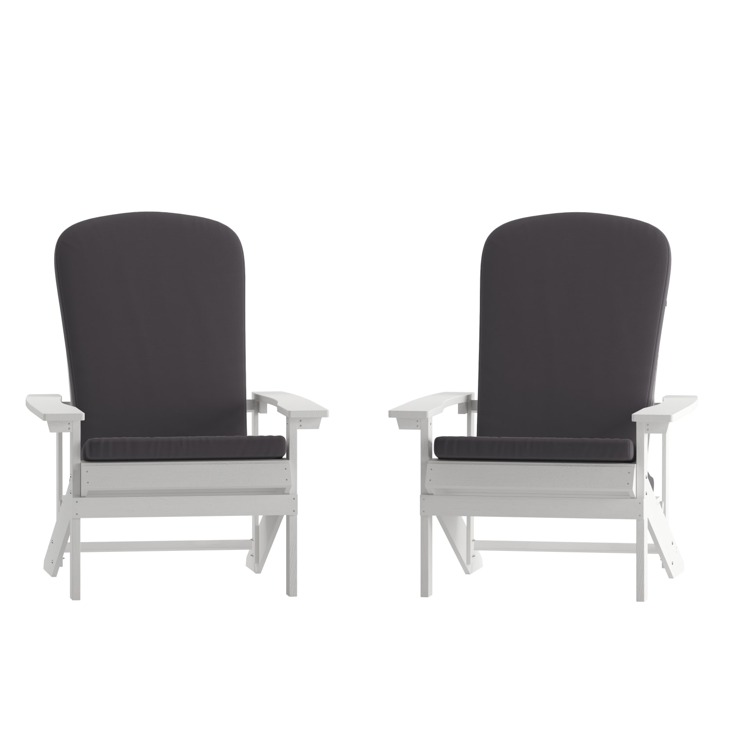 Flash Furniture Charlestown All-Weather Outdoor Furniture Adirondack Chairs With Cushions, Gray/White, Set Of 2 Chairs - Image 4