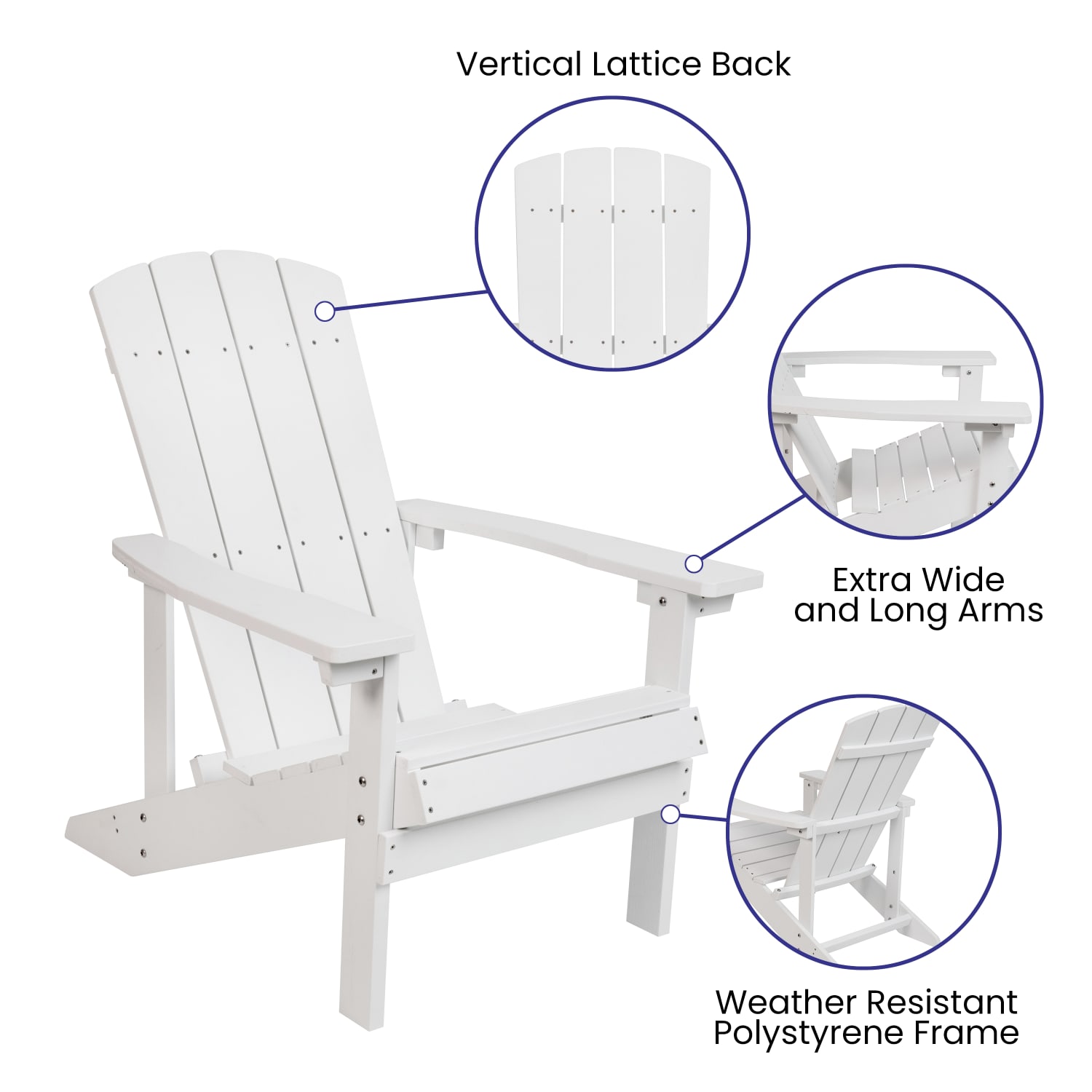 Flash Furniture Charlestown All-Weather Outdoor Furniture Adirondack Chairs With Cushions, Gray/White, Set Of 2 Chairs - Image 6