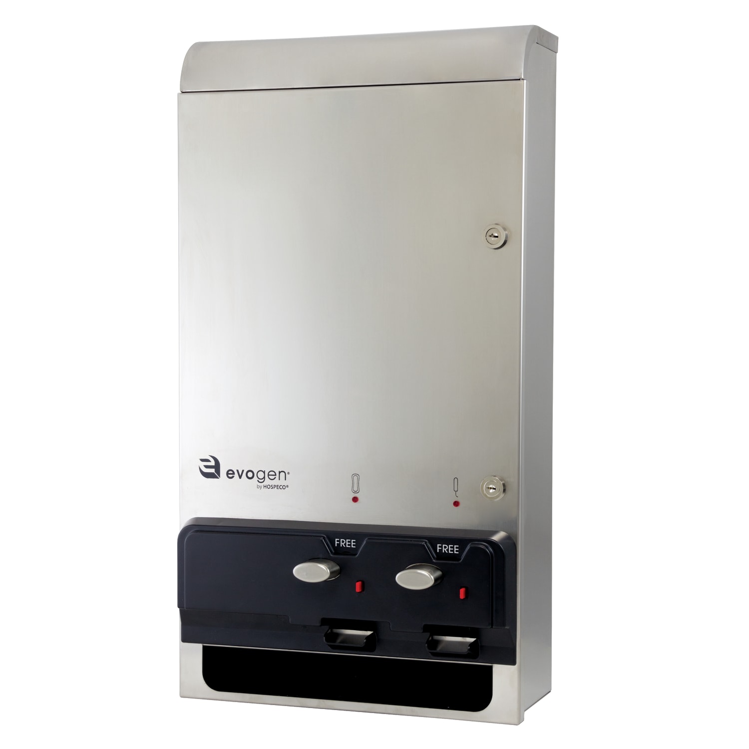 Hospeco EvoGen EV-1 Metal Dual Pad/Tampon Dispenser, 9-15/16in x 16-3/4inW, Silver
