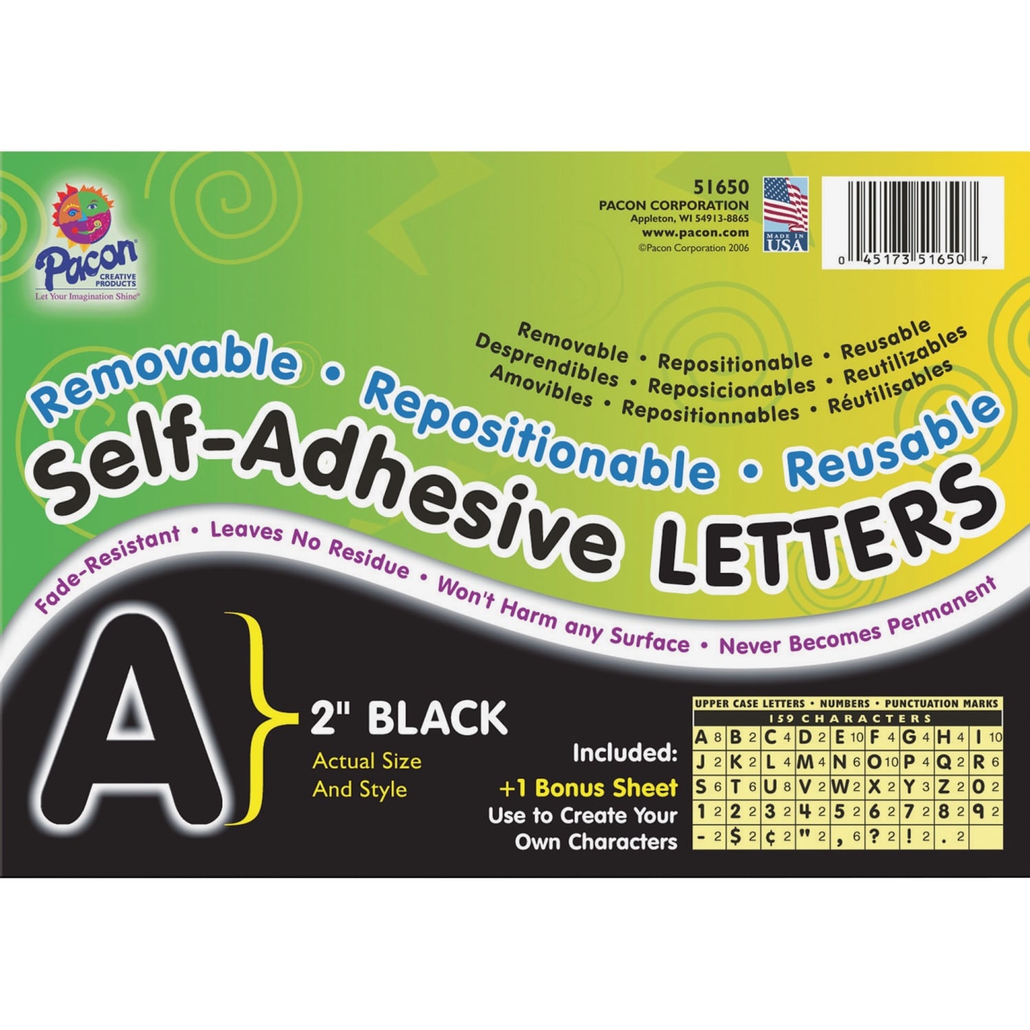 Pacon Self-Adhesive Letters, 2in, Black, Pack Of 159 - Image 3