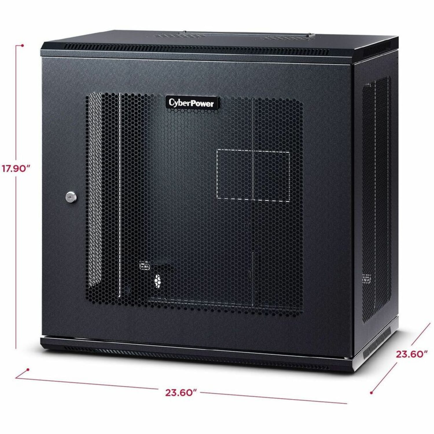 CyberPower CR9U61003 Wall Mount Enclosure - For Switch, Patch Panel - 9U Rack Height - Wall Mountable - Black - Metal - 132.28 lb Static/Stationary Weight Capacity - Image 4