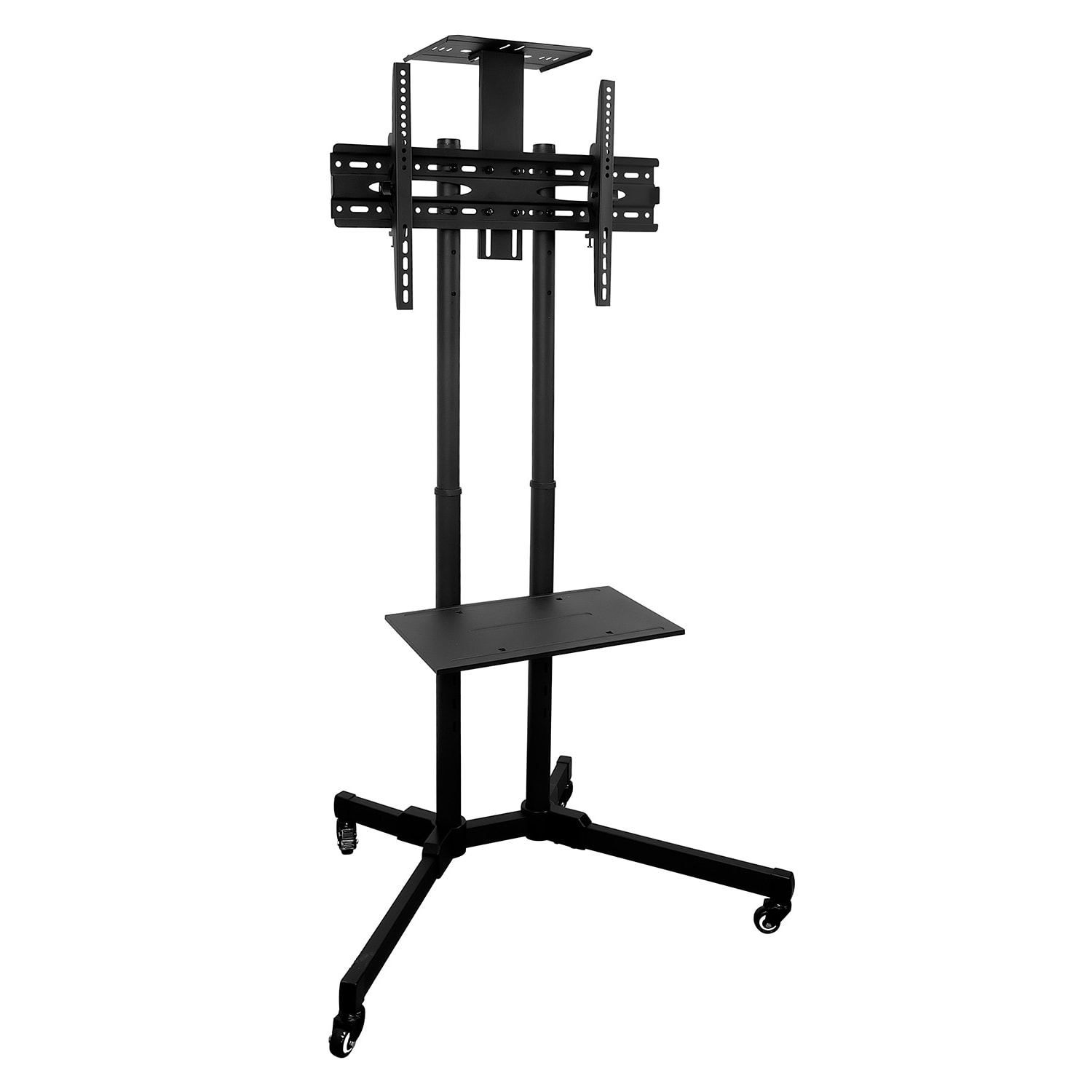 Mount-It! Mobile TV Stand With Rolling Casters And Shelf For 37in - 70in Displays, 70inH x 35inW x 25inD, Black - Image 4