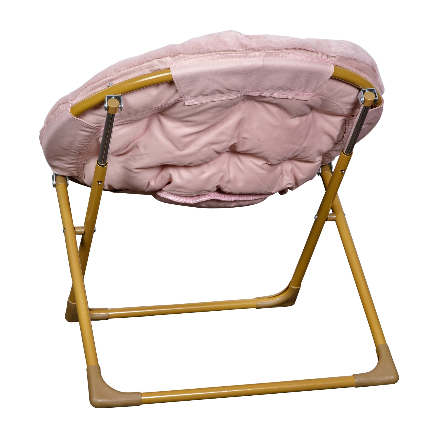 Flash Furniture Gwen  23in Kids Cozy Mini Folding Saucer Chair Faux Fur Moon Chair for Toddlers and Bedroom Blush Faux FurSoft Gold Frame PopularChairscom