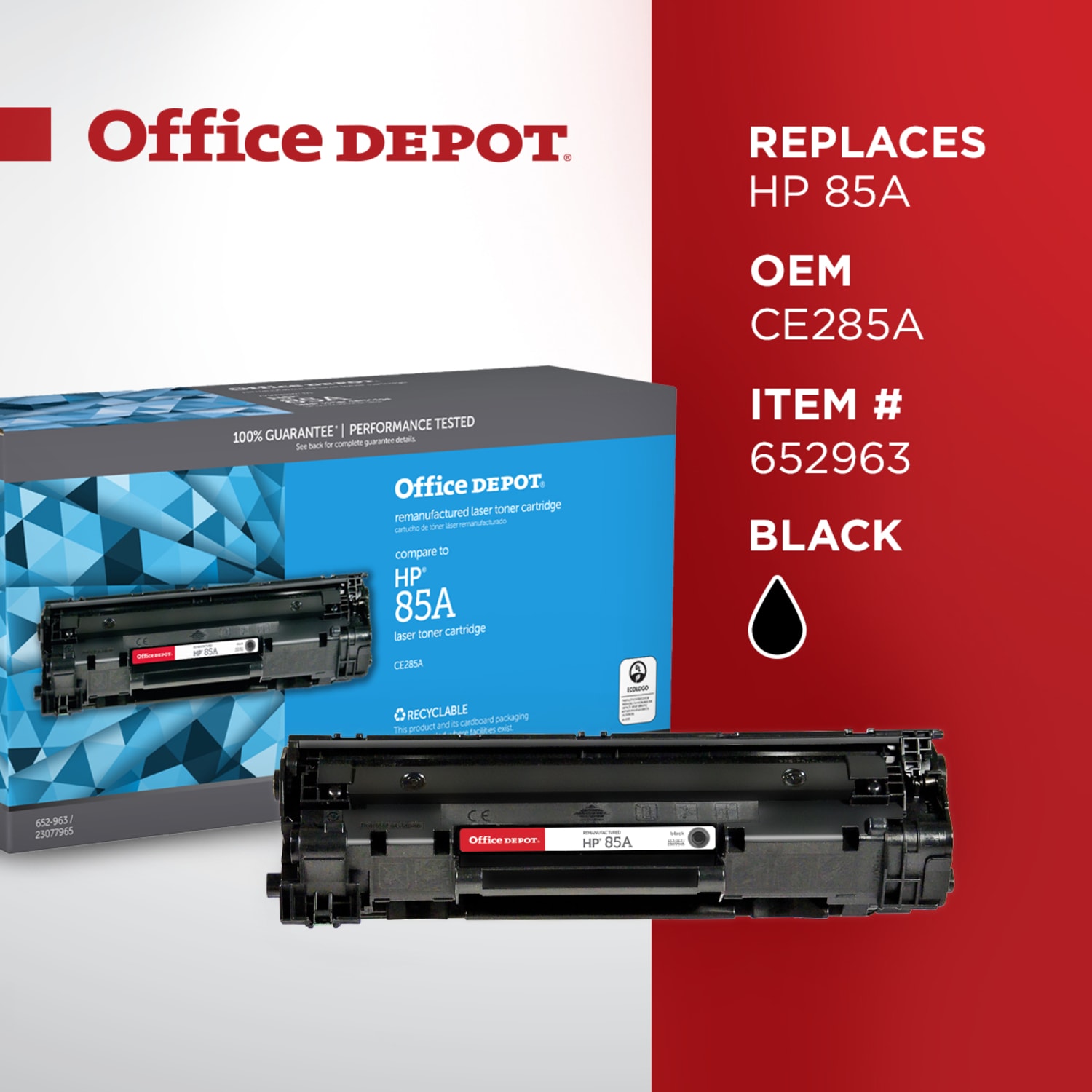 Office Depot Remanufactured Black Toner Cartridge Replacement For HP 85A, CE285A, OD85A - Image 6