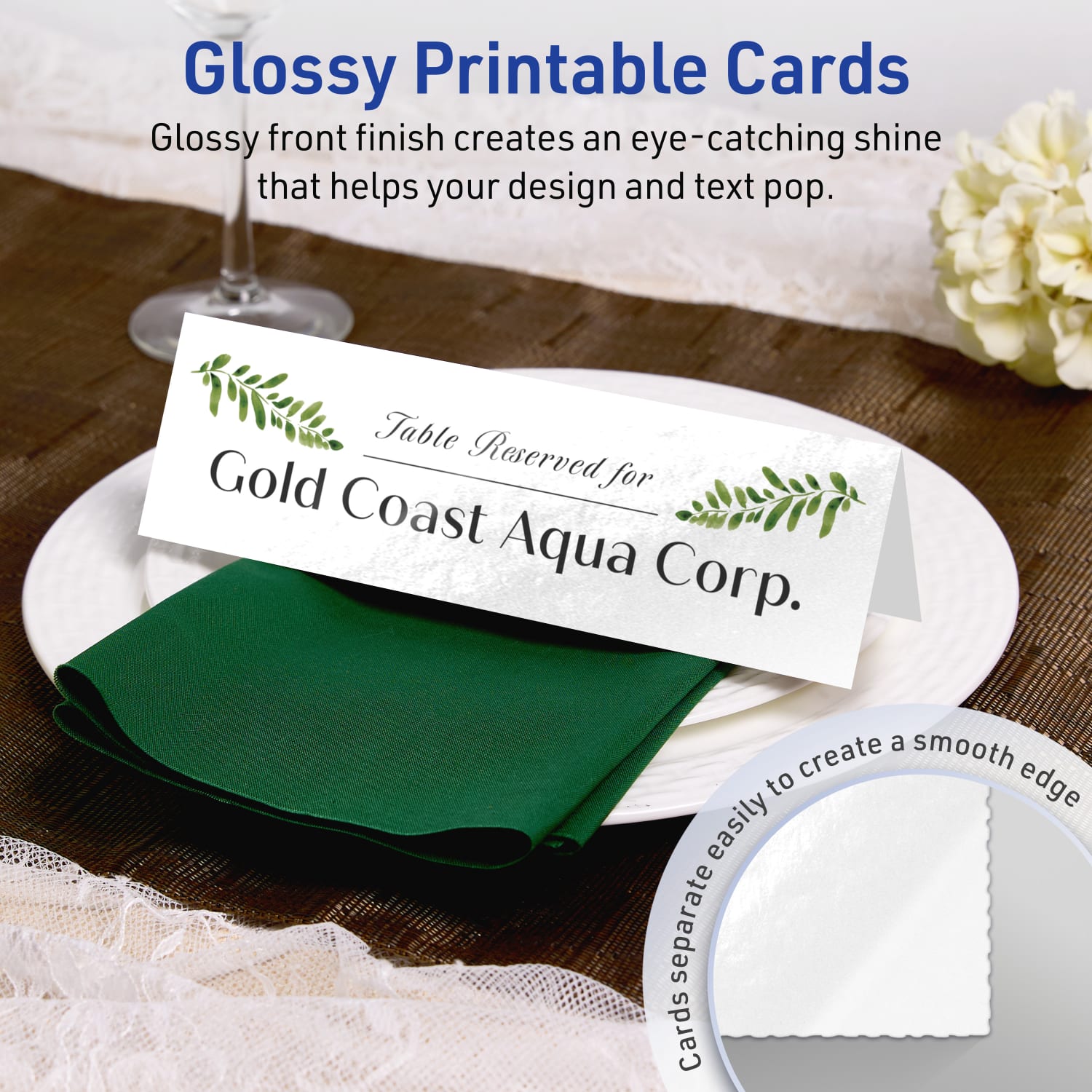 Avery Printable Tent Cards With Sure Feed Technology, 2-1/2in x 8-1/2in Rectangle, Glossy White, Pack Of 50 - Image 3