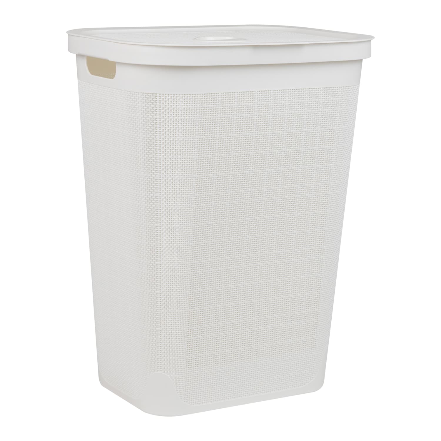 Mind Reader Linen Design Laundry Hamper with Lid, 60L, 23-1/2inH x 14-1/4inW x 18-1/4inL, White - Image 4