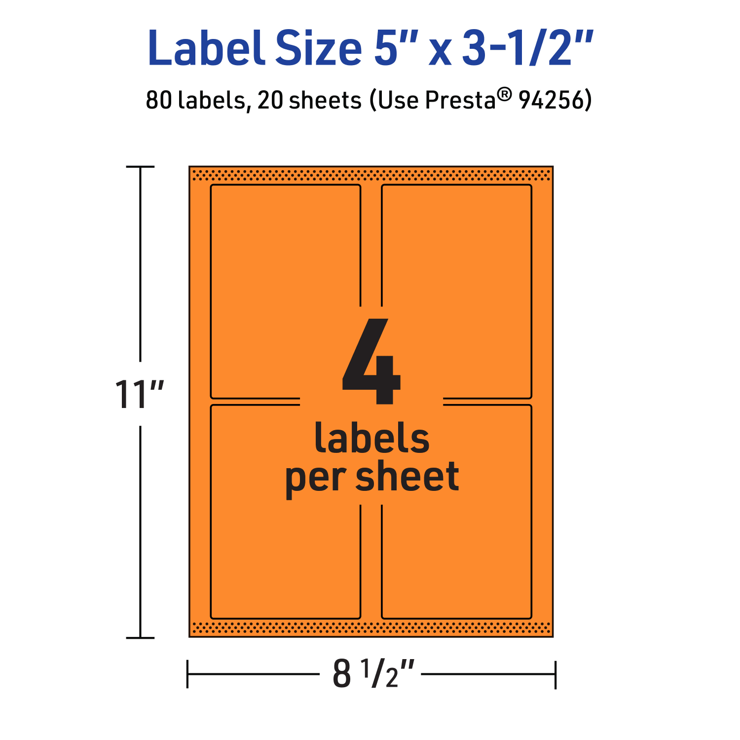 Avery Printable Labels With Sure Feed Technology, 94256-BOP20, Rectangle, 5in x 3-1/2in, Matte Bright Orange, Pack of 80 - Image 6