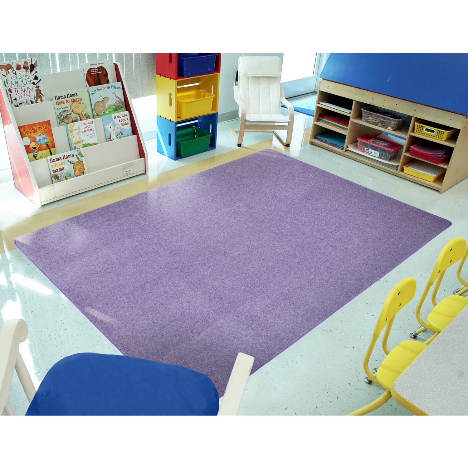 Joy Carpets Kid Essentials Solid Color Square Area Rug, Just Kidding, 6ft x 6ft, Very Violet - Image 3