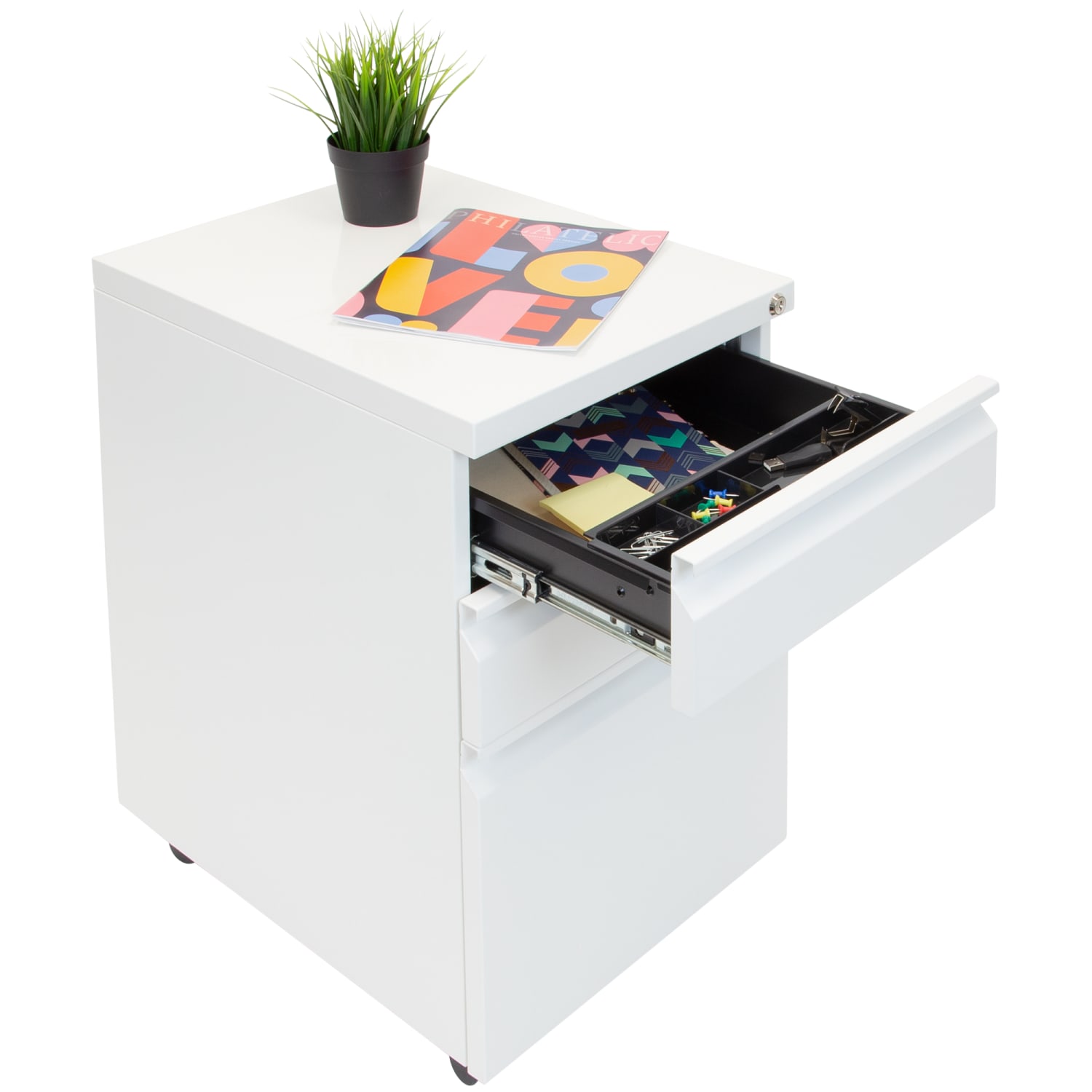 Mount-It! 20inD Vertical 3-Drawer Mobile File Cabinet, White - Image 4