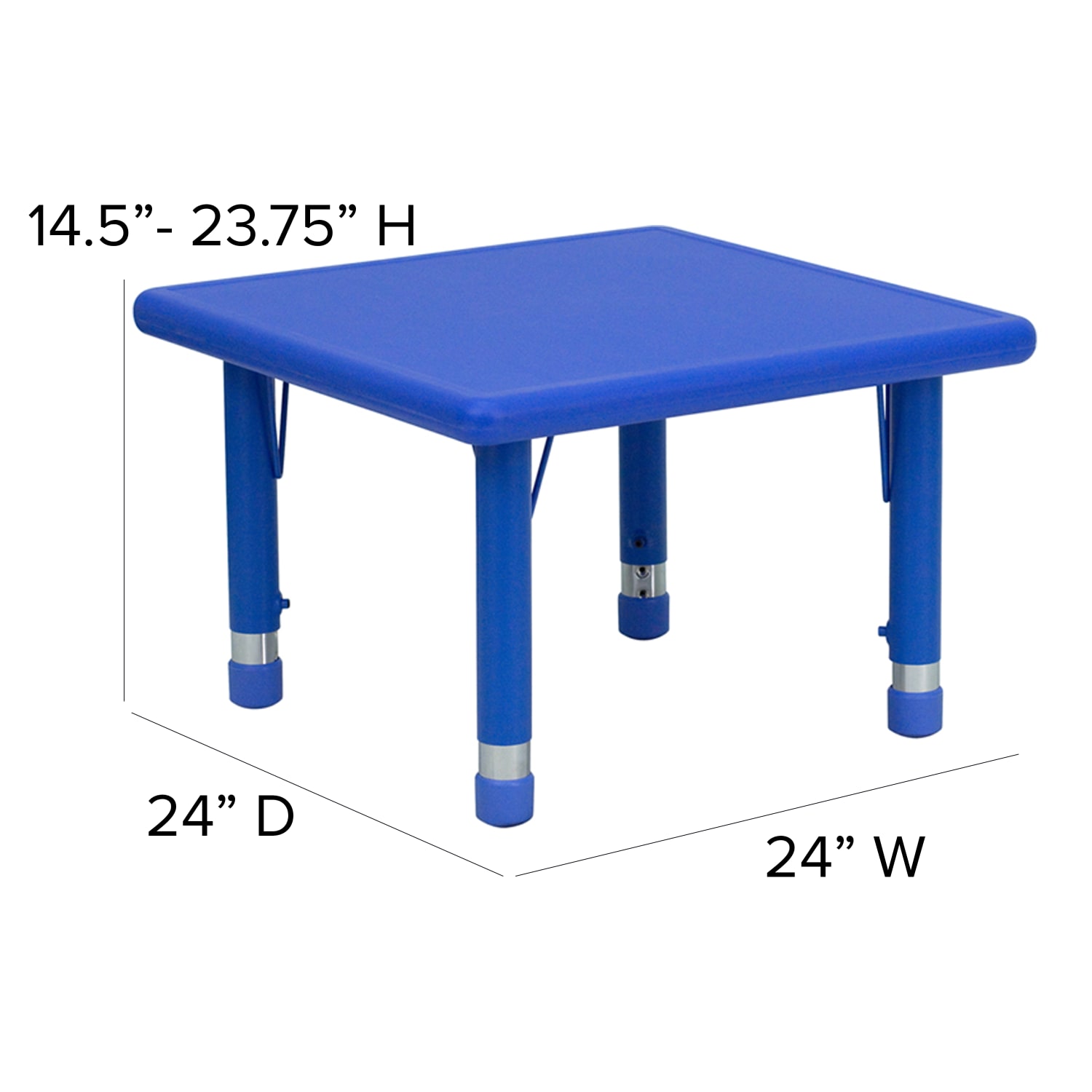 Flash Furniture 24ft Square Plastic Height Adjustable Activity Table with 4 Chairs Blue PopularChairscom