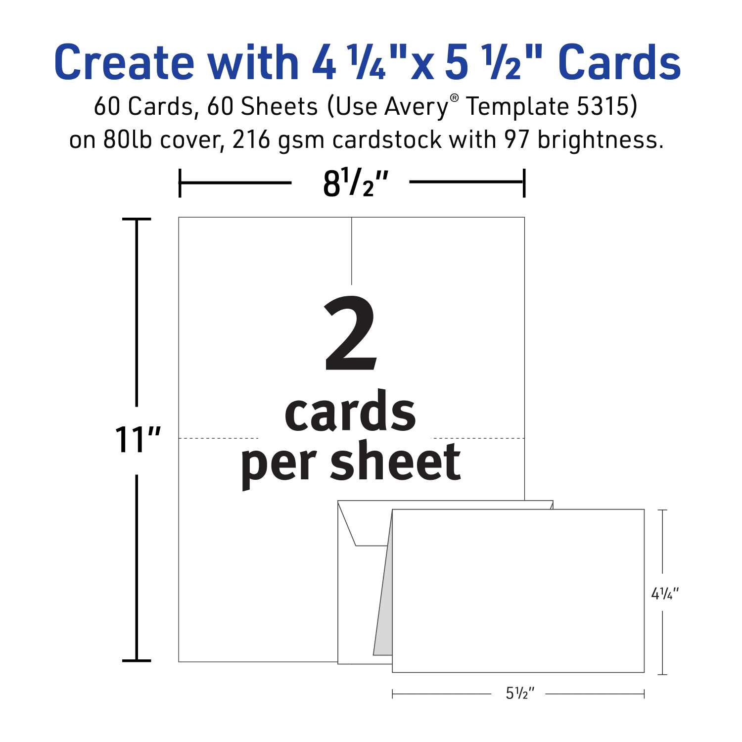 Avery Printable Note Cards With Envelopes, 4.25in x 5.5in, White, Pack Of 60 Blank Note Cards For Laser Printers - Image 6