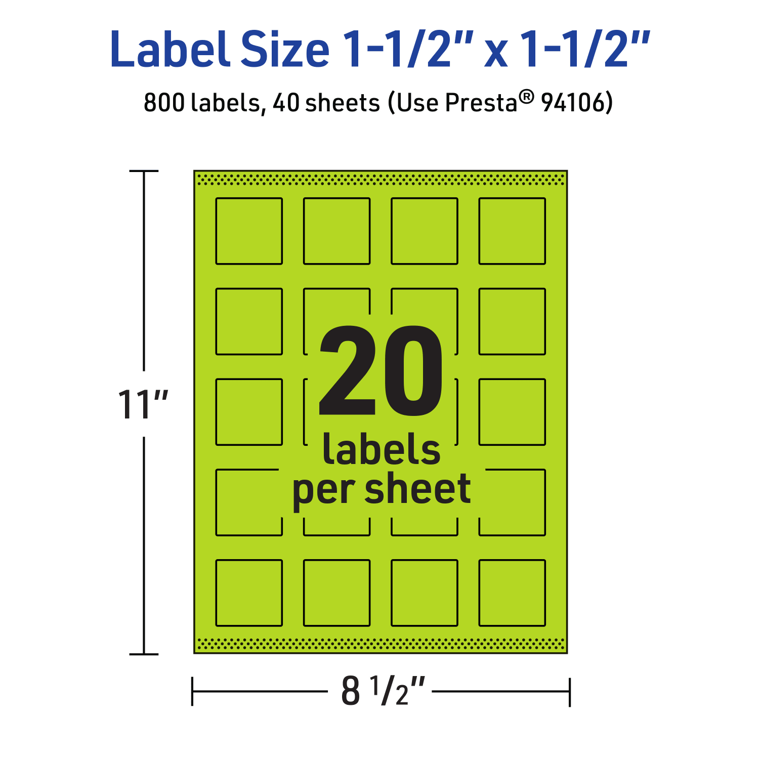 Avery Print-To-The-Edge Labels With Sure Feed Technology And Easy Peel, 94106-BGP40, Square, 1-1/2in x 1-1/2in, Matte Bright Green, Pack of 800 - Image 6