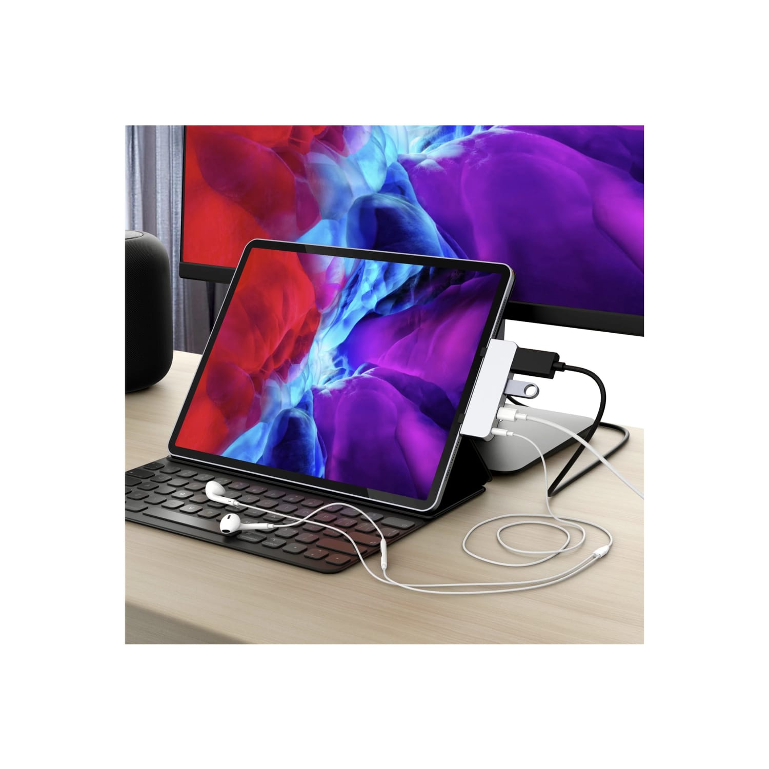 Targus Sanho HyperDrive 4-in-1 USB-C Hub For iPad Pro/Air, 3/8inH x 1-1/16inW x 3-1/4inD, Silver, HD319E-SILVER - Image 5