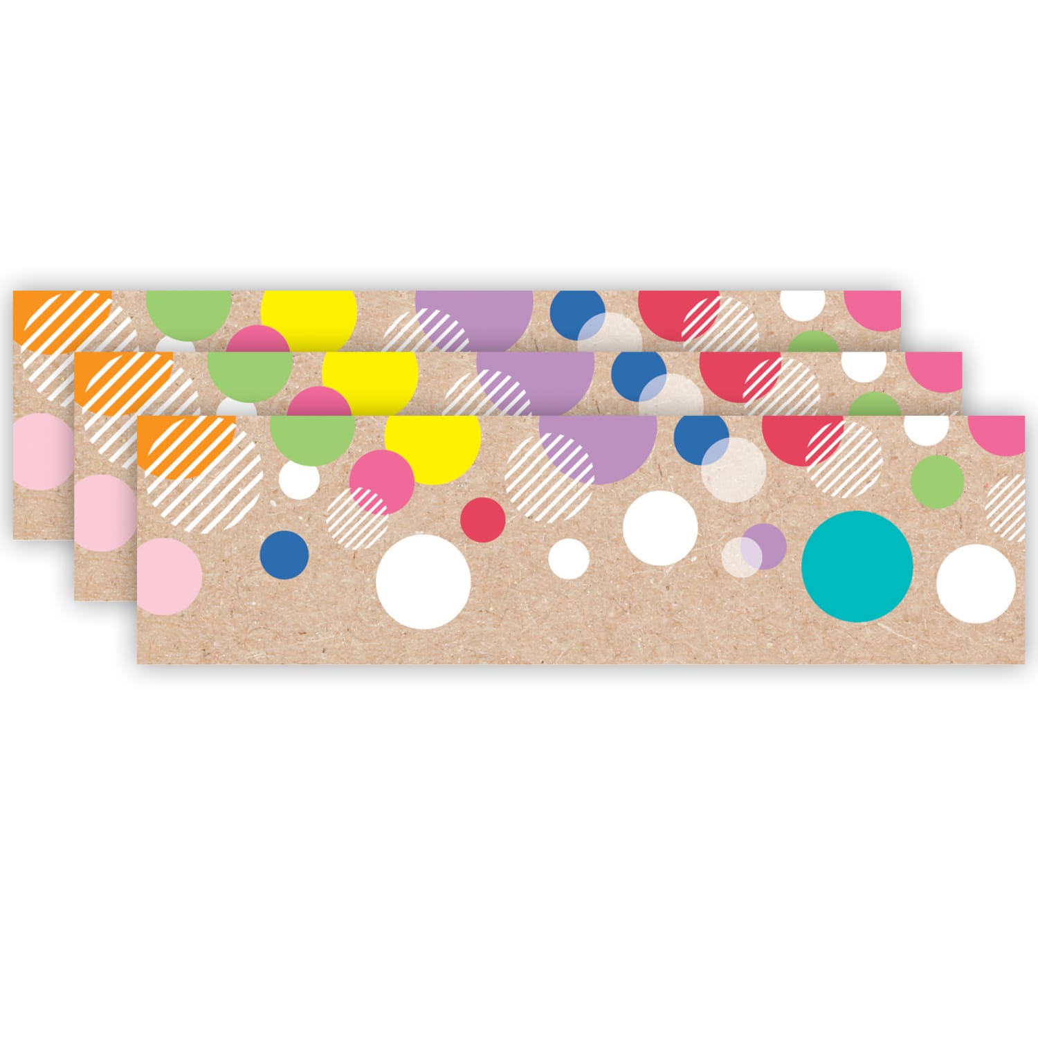 Creative Teaching Press EZ Borders, Krafty Pop Colorful Kraft Bubbles, 24 Borders Per Pack, Set Of 3 Packs