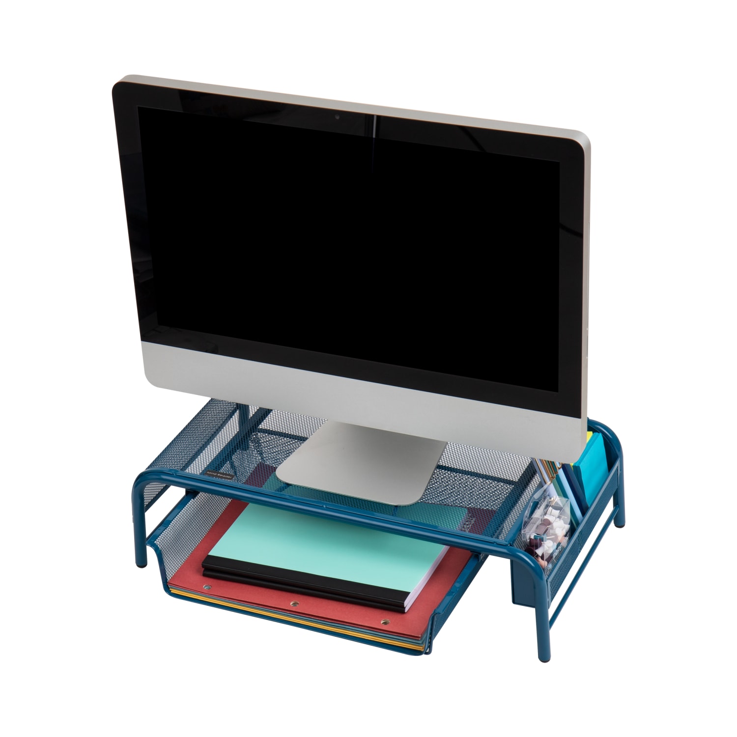 Mind Reader Metal Mesh Monitor Stand, 5-1/2inH x 11-1/2inW x 20inD, Turquoise - Image 5