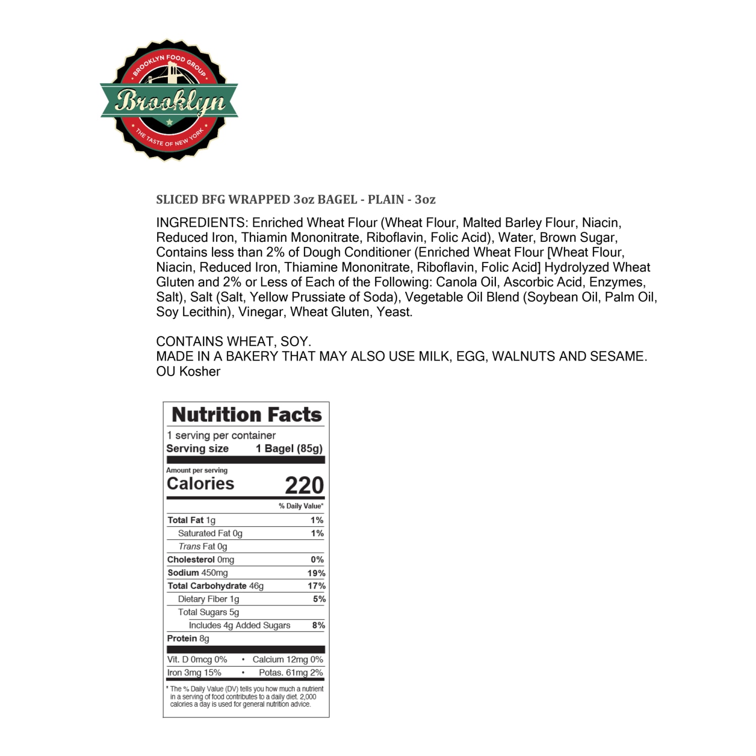 Brooklyn Food Group - Plain Bagels - 50 - 3 oz - Image 3