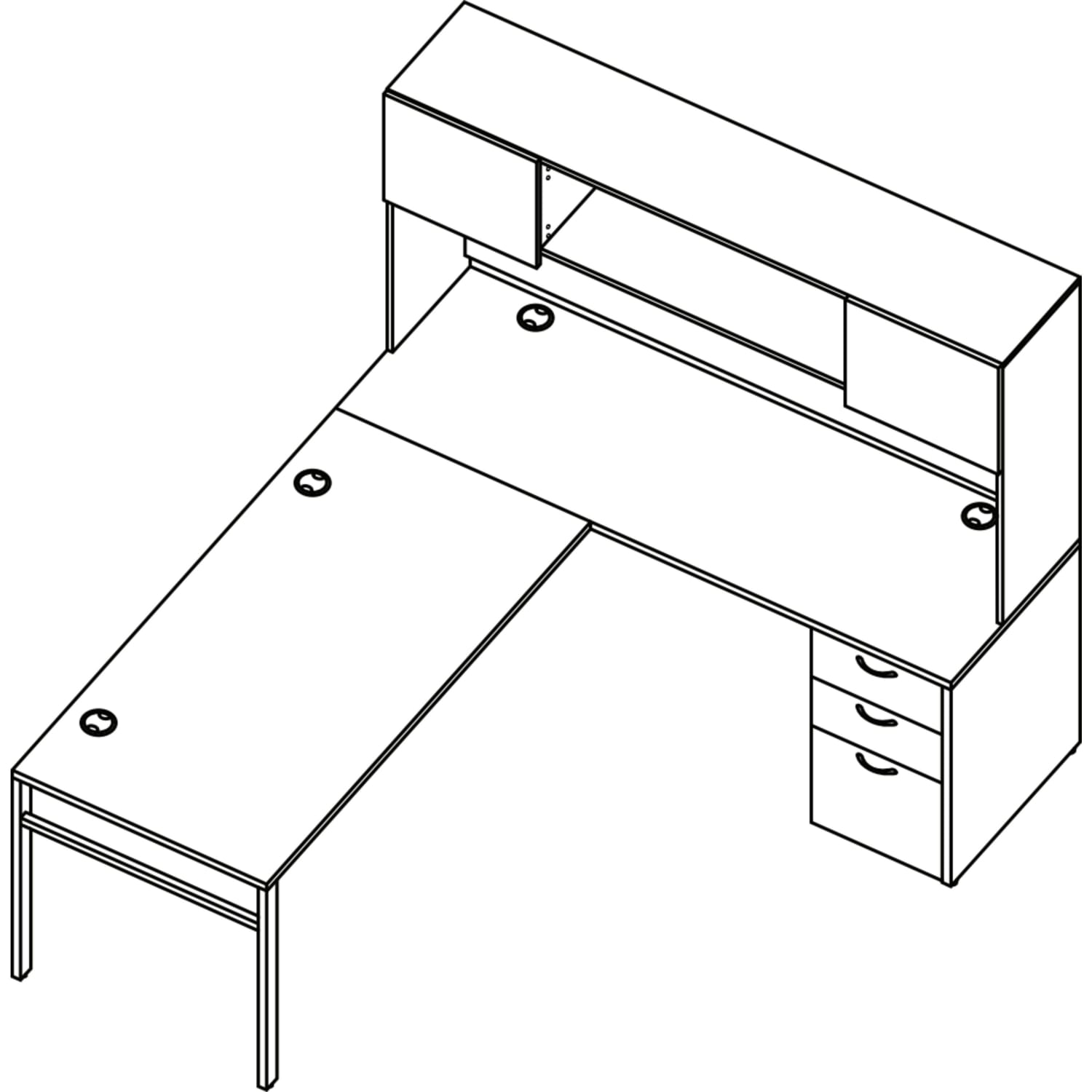 HON Mod 72inW Executive Workstation With Storage, 72inW, Slate Teak/Cool Neutral/Silver - Image 3