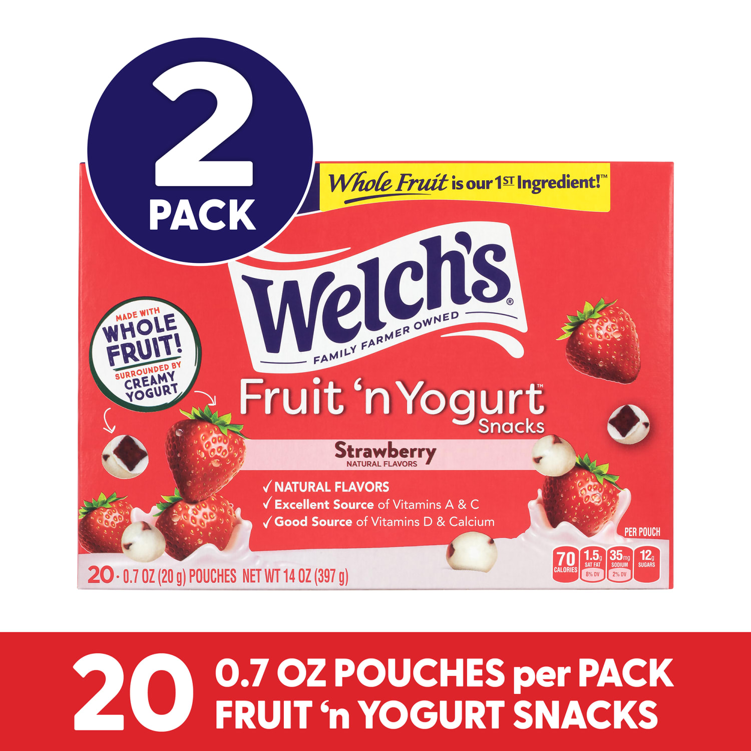 Welchs Fruit N Yogurt Snacks, 0.7 Oz, 20 Snacks Per Pack, Carton Of 2 Packs - Image 3