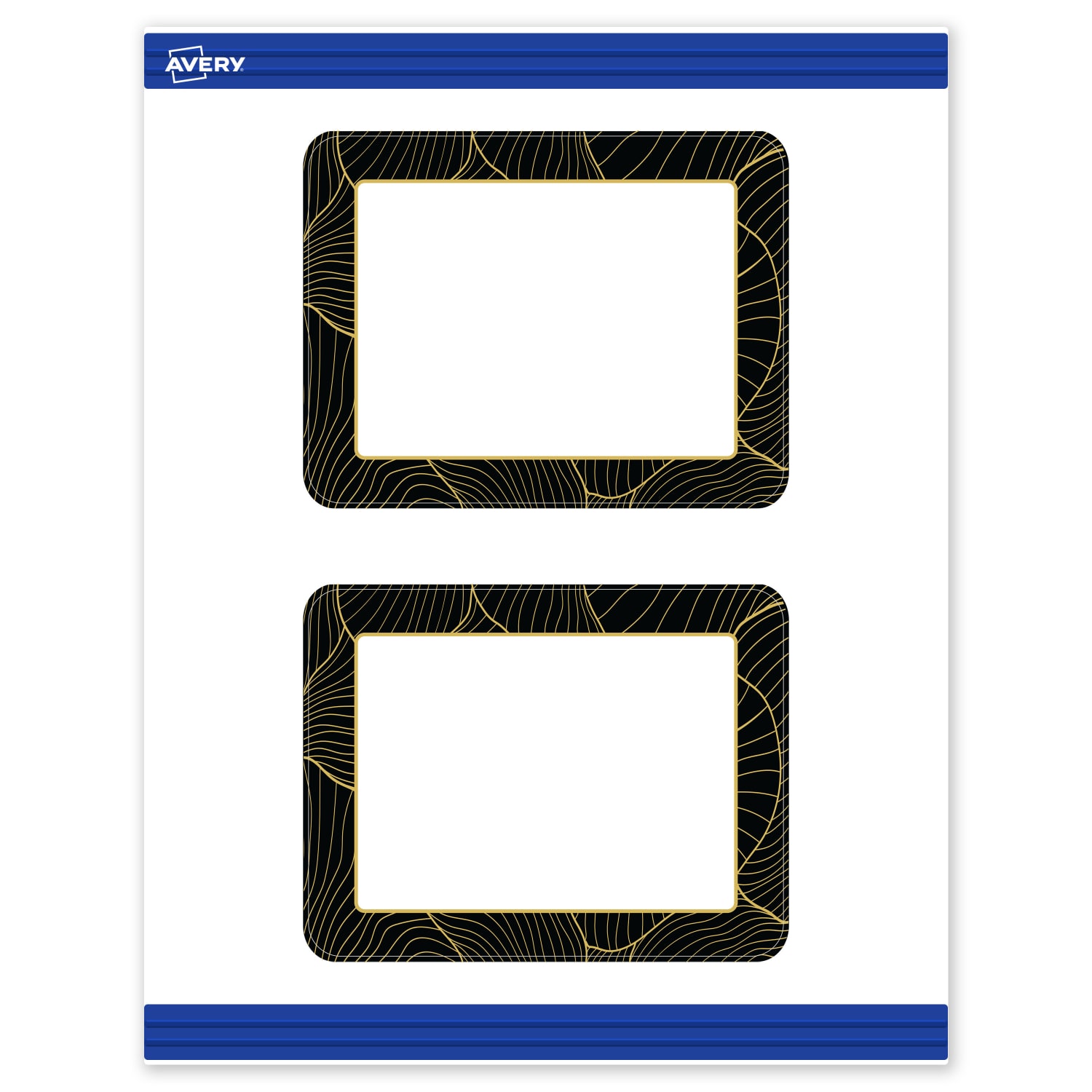 Avery Printable Postcards With Sure Feed Technology, 4-1/4in x 5-1/2in, Matte White With Black Border with Gold Pattern, Pack Of 20 - Image 3