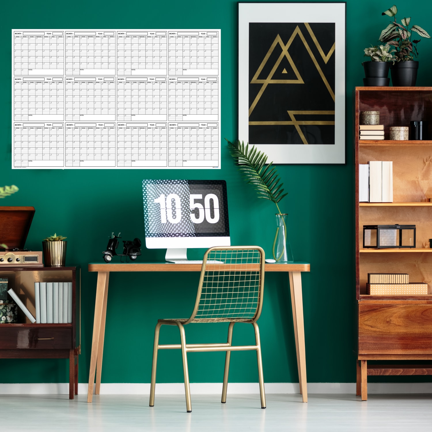 SwiftGlimpse Reversible Yearly Wall Planner, 24in x 36in, White/Black, Undated - Image 4