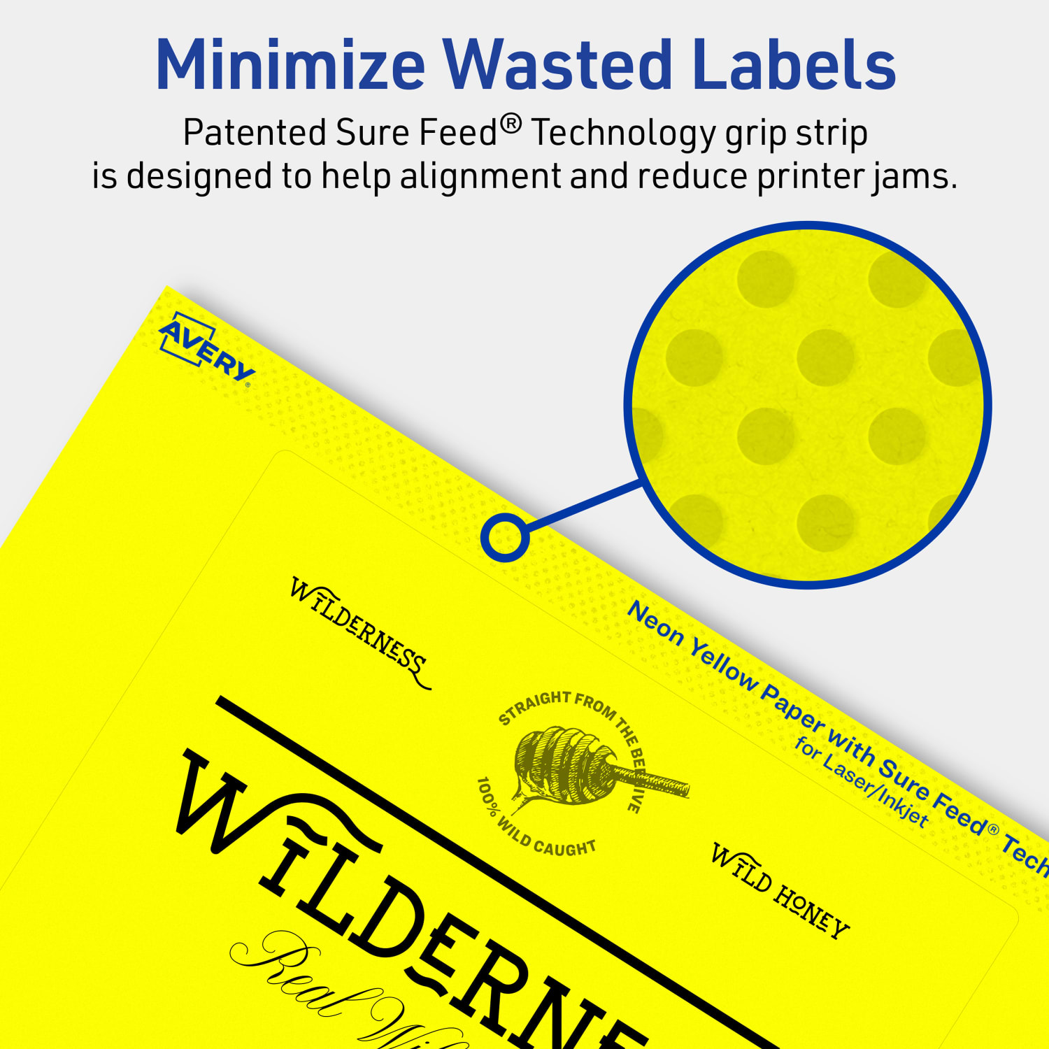 Avery Printable Labels With Sure Feed Technology, 94257-NYP20, Rectangle, 5in x 6in, Matte Neon Yellow, Pack of 40 - Image 5