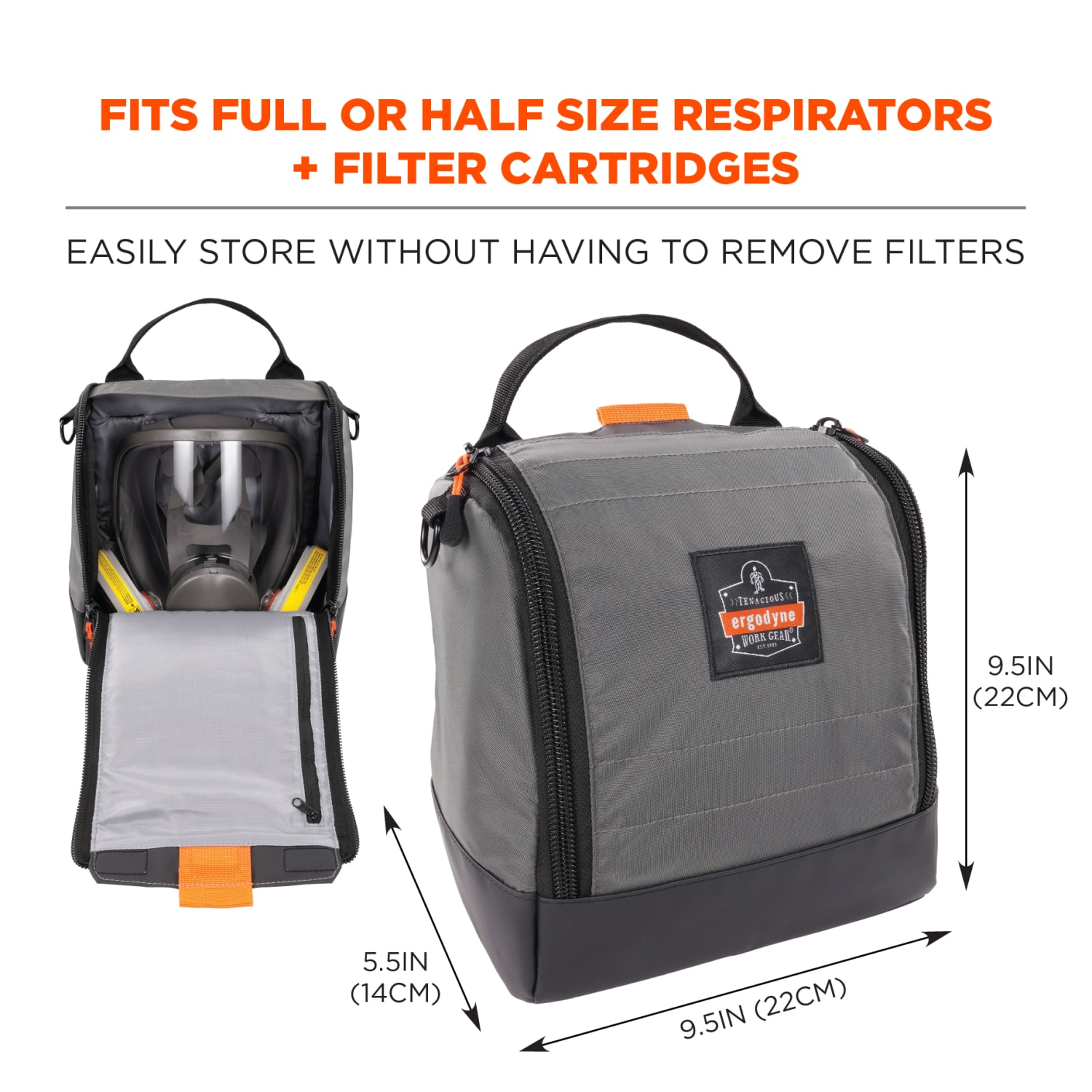 Ergodyne Arsenal 5185 Half- And Full-Face Respirator Bag, Gray - Image 4