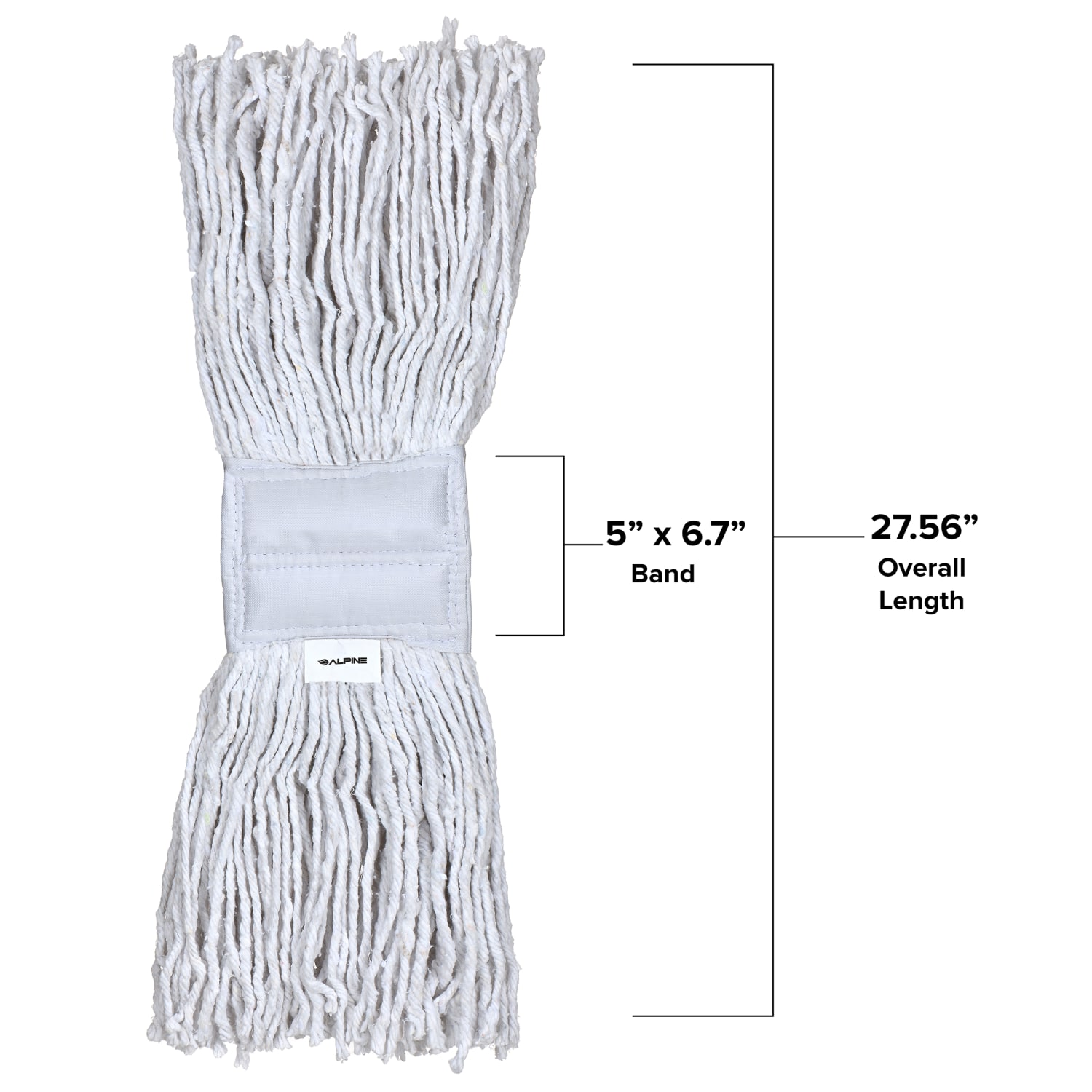 Alpine Industries Cotton Cut-End Mop Heads With 5in Bands, 24 Oz, White, Set Of 12 Heads - Image 4