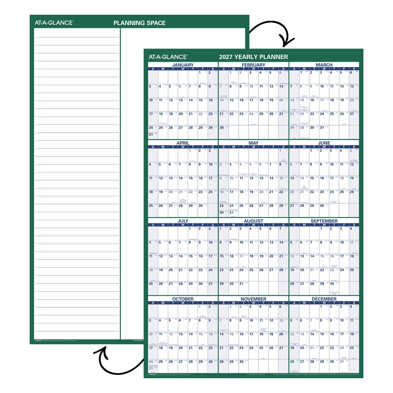 AT-A-GLANCE 2027 Vertical Reversible Erasable Yearly Wall Calendar, Extra Large, 32in x 48in - Image 5
