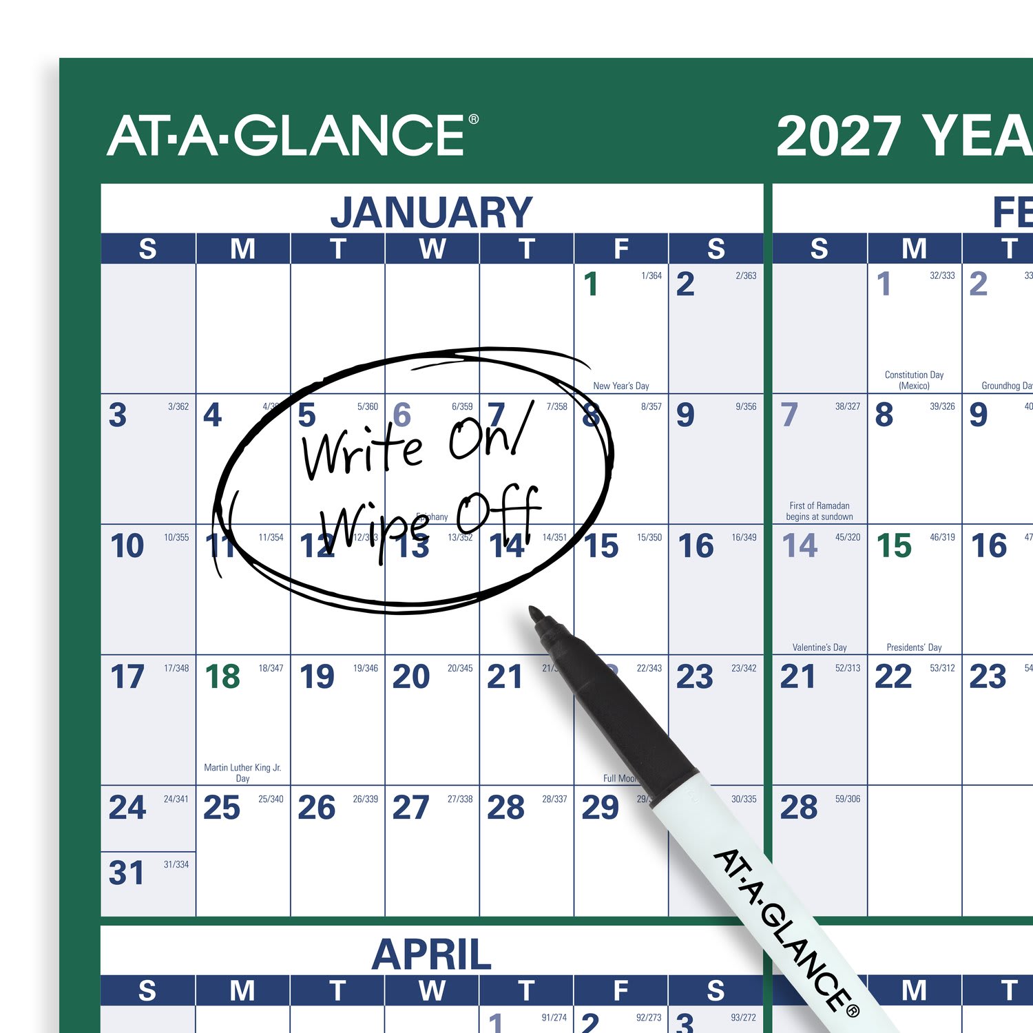 AT-A-GLANCE 2027 Vertical Reversible Erasable Yearly Wall Calendar, Extra Large, 32in x 48in - Image 6