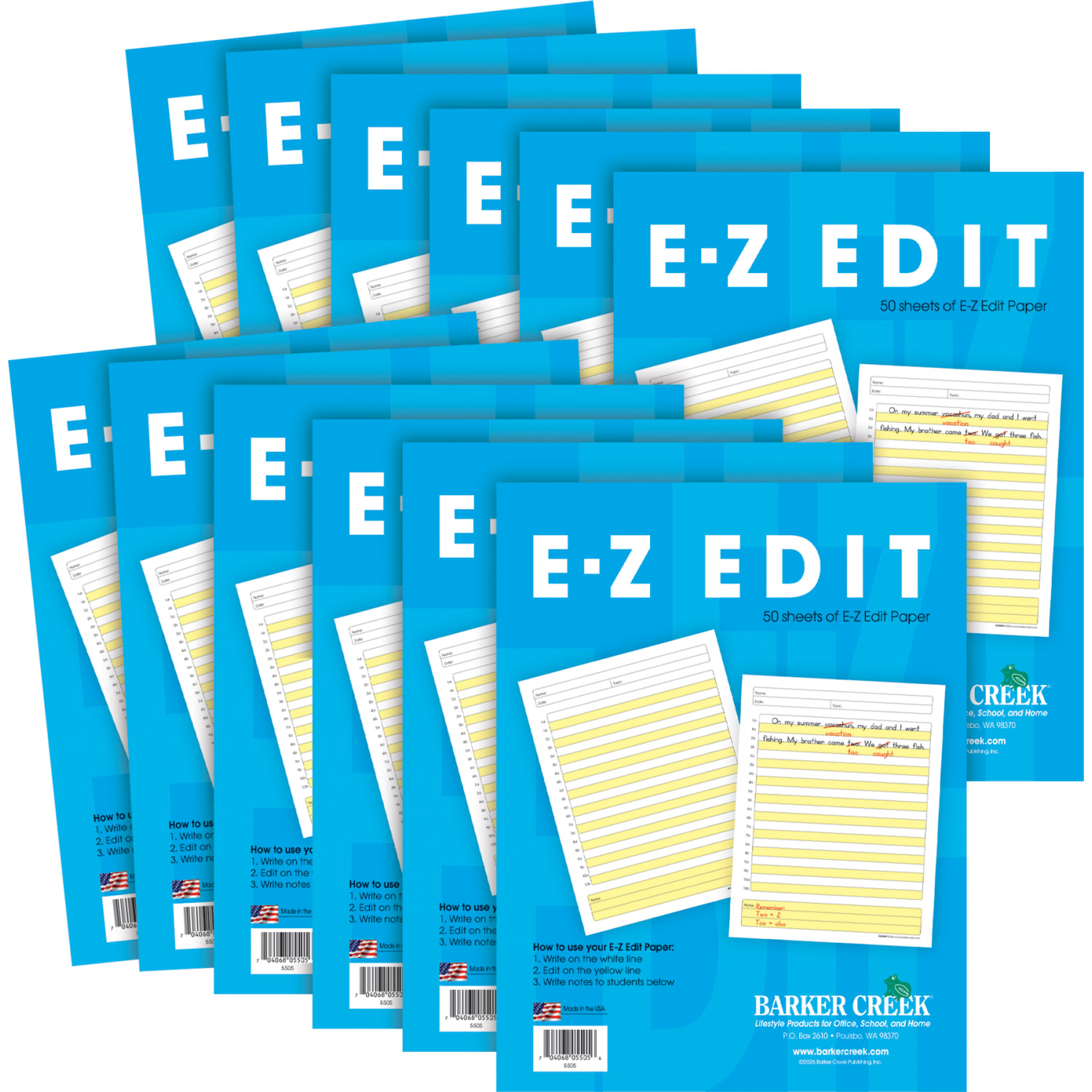 Barker Creek E-Z Edit Paper Set, Grades 1-College, 50 Sheets, Pack Of 12