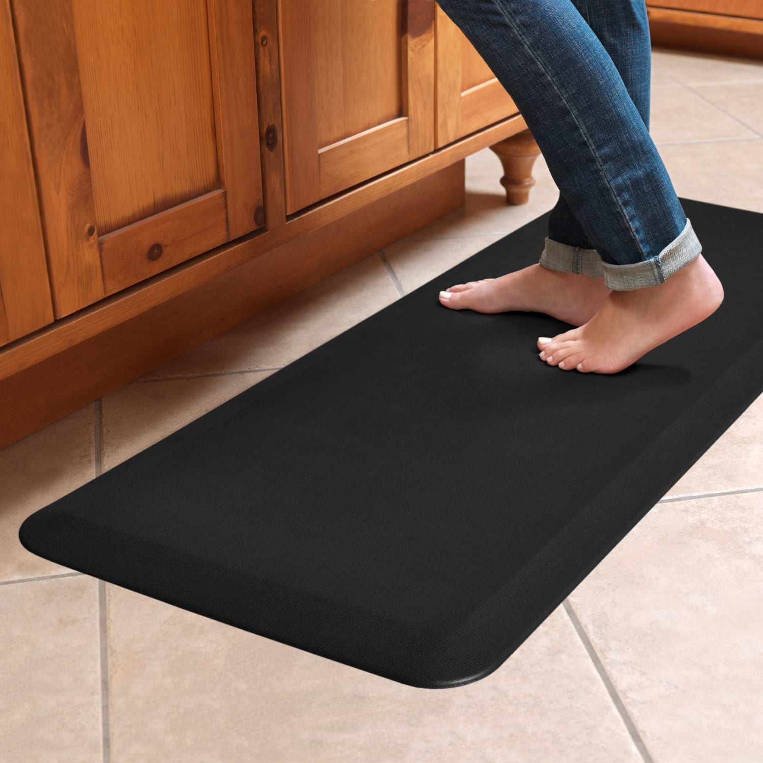 GelPro NewLife Designer Comfort Leather Grain Anti-Fatigue Floor Mat, 20in x 48in, Jet - Image 3