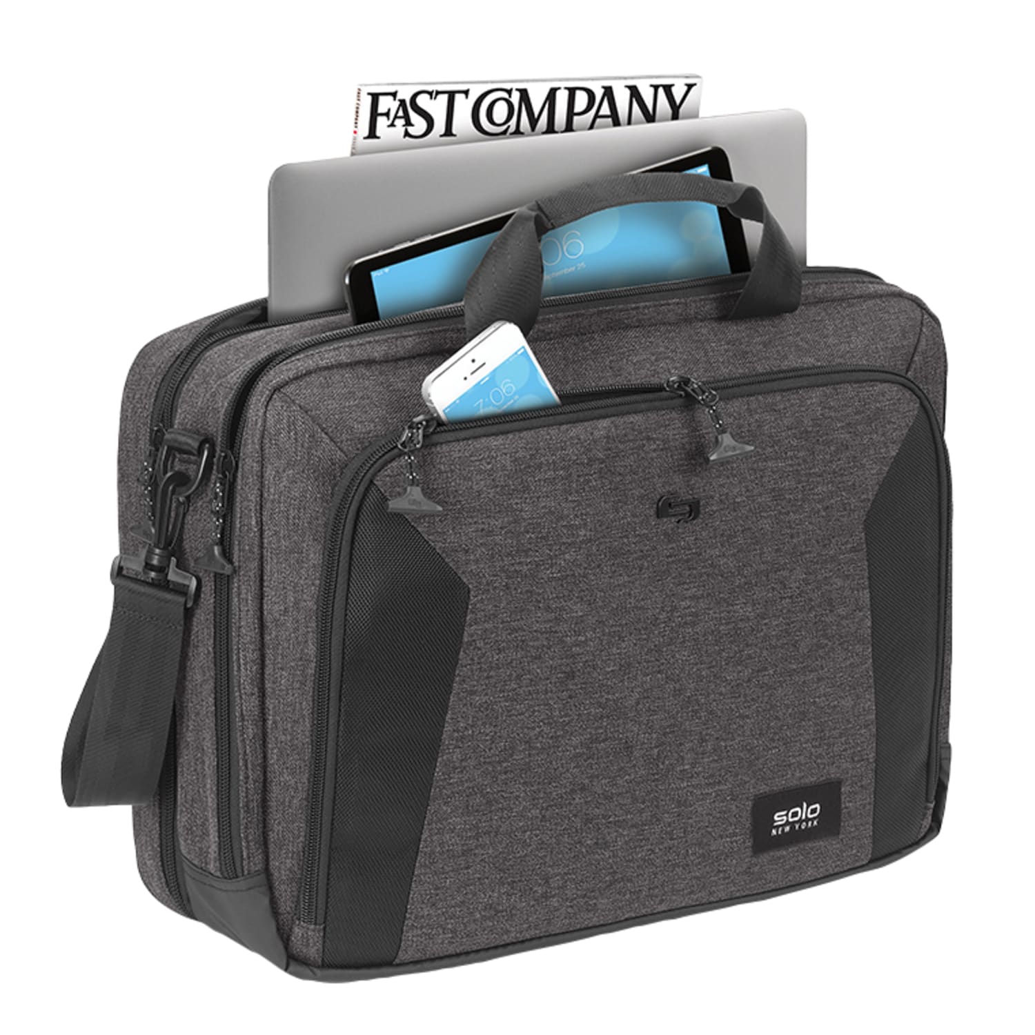 Solo New York Voyage Briefcase With 15.6in Laptop Pocket, Gray - Image 4