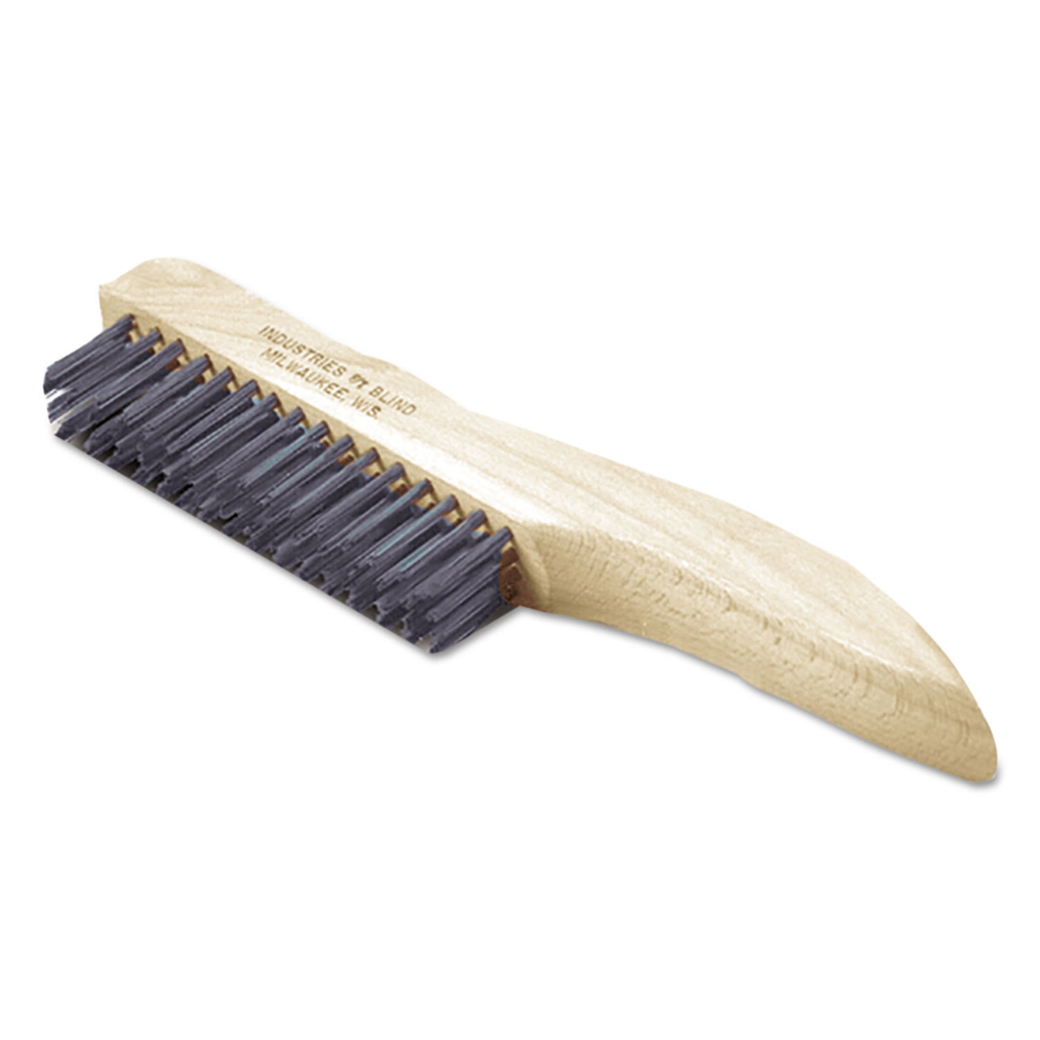 SKILLCRAFT AbilityOne SKILCRAFT Stainless Steel Brush, Stainless Steel Bristles, 10.5in Brush, 10.5in Tan Plastic Handle