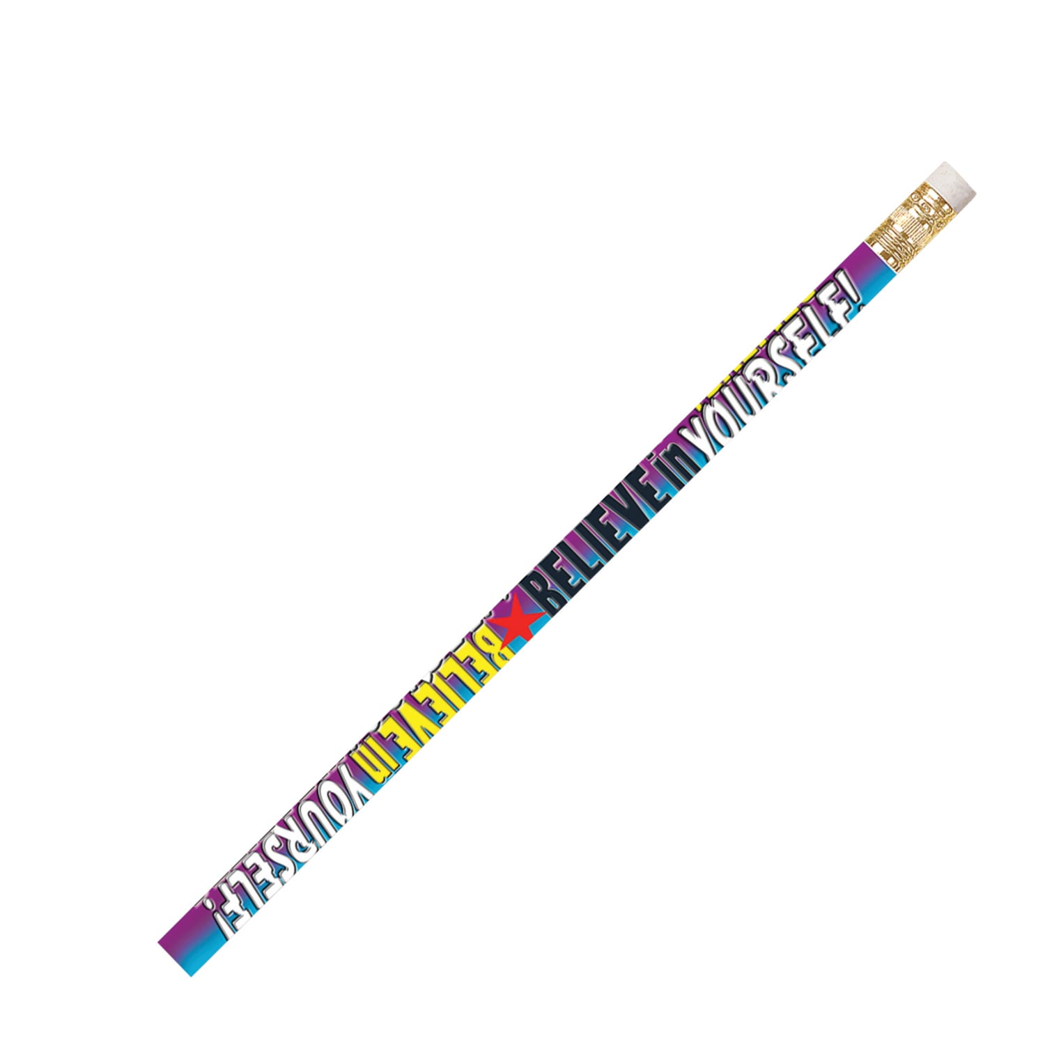 Musgrave Pencil Co. Motivational Pencils, 2.11 mm, #2 Lead, Believe In Yourself, Multicolor, Pack Of 144