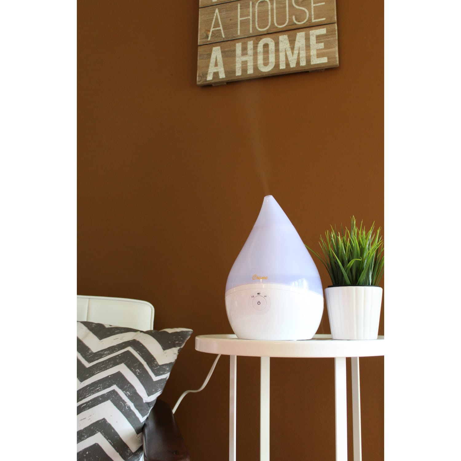 Crane Droplet Ultrasonic Cool Mist Humidifier, 0.5 Gallon,  6 3/4in x 6 3/4in x 10 1/2in, White - Image 5