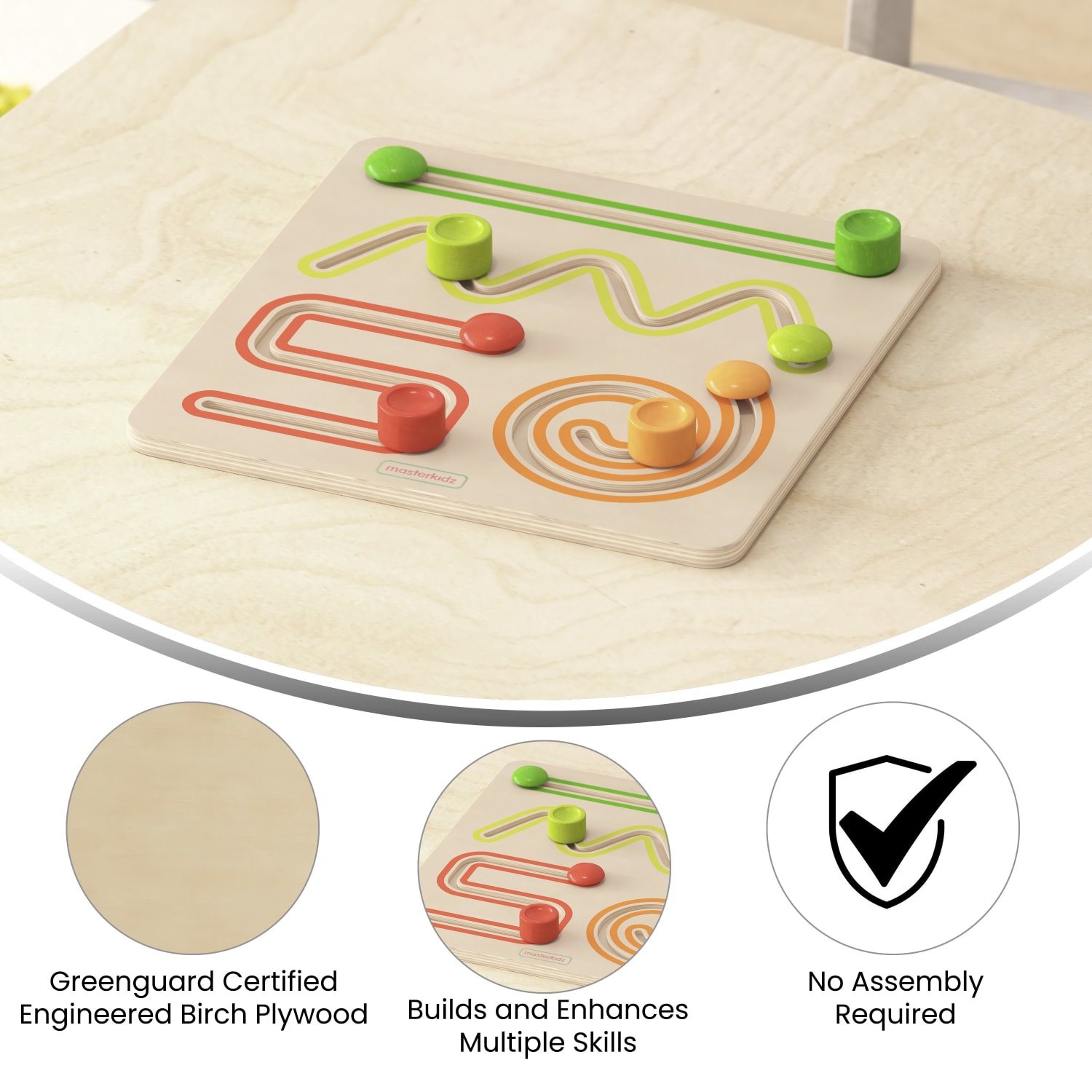 Flash Furniture Bright Beginnings Commercial Grade STEM Sliding Shapes Learning Board, Grades Pre-K To 4, Beech - Image 5