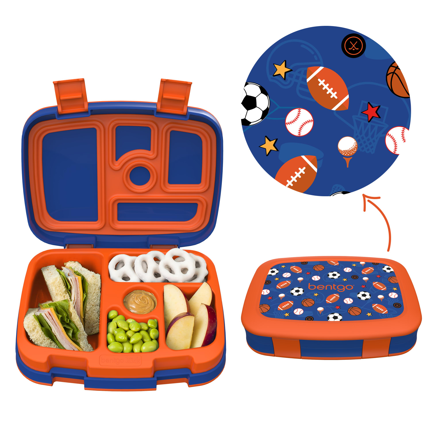Bentgo Kids Prints 5-Compartment Lunch Box, 2inH x 6-1/2inW x 8-1/2inD, Sports - Image 3