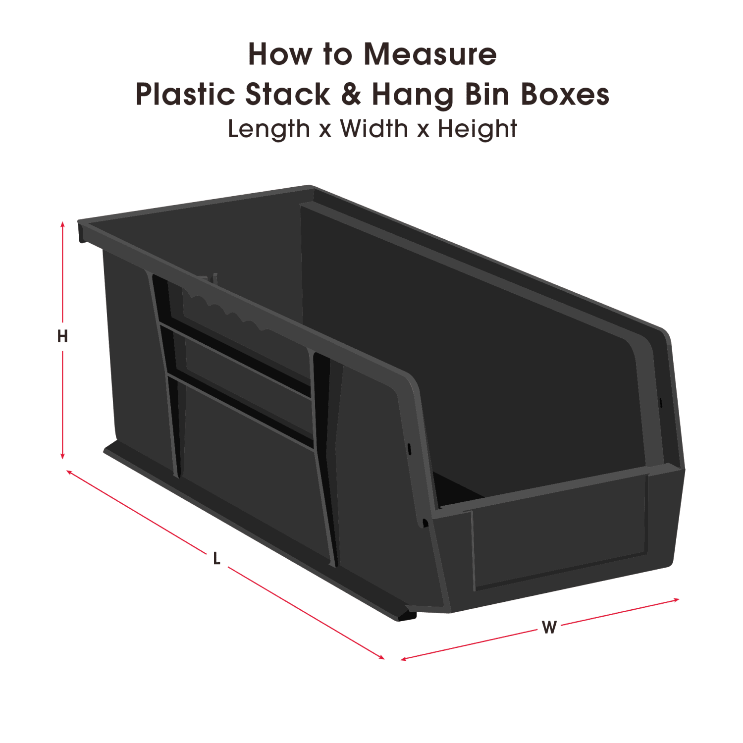 Partners Brand Plastic Stack & Hang Bin Boxes, Medium Size, 14 3/4in x 8 1/4in x 7in, Black, Pack Of 12 - Image 3