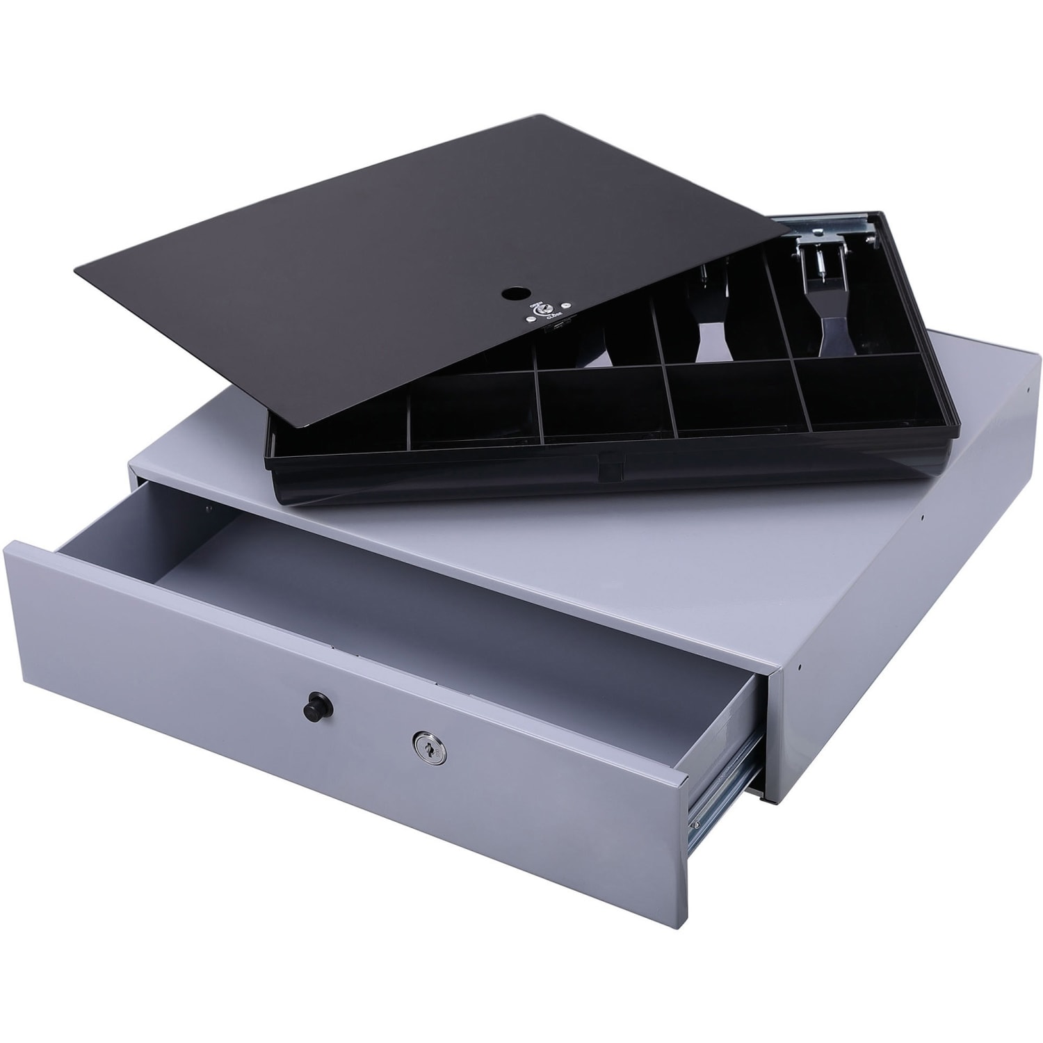 Sparco Cash Drawer With Removable Tray, 3.8in x 17.8in x 15.8in, Black/Gray - Image 3