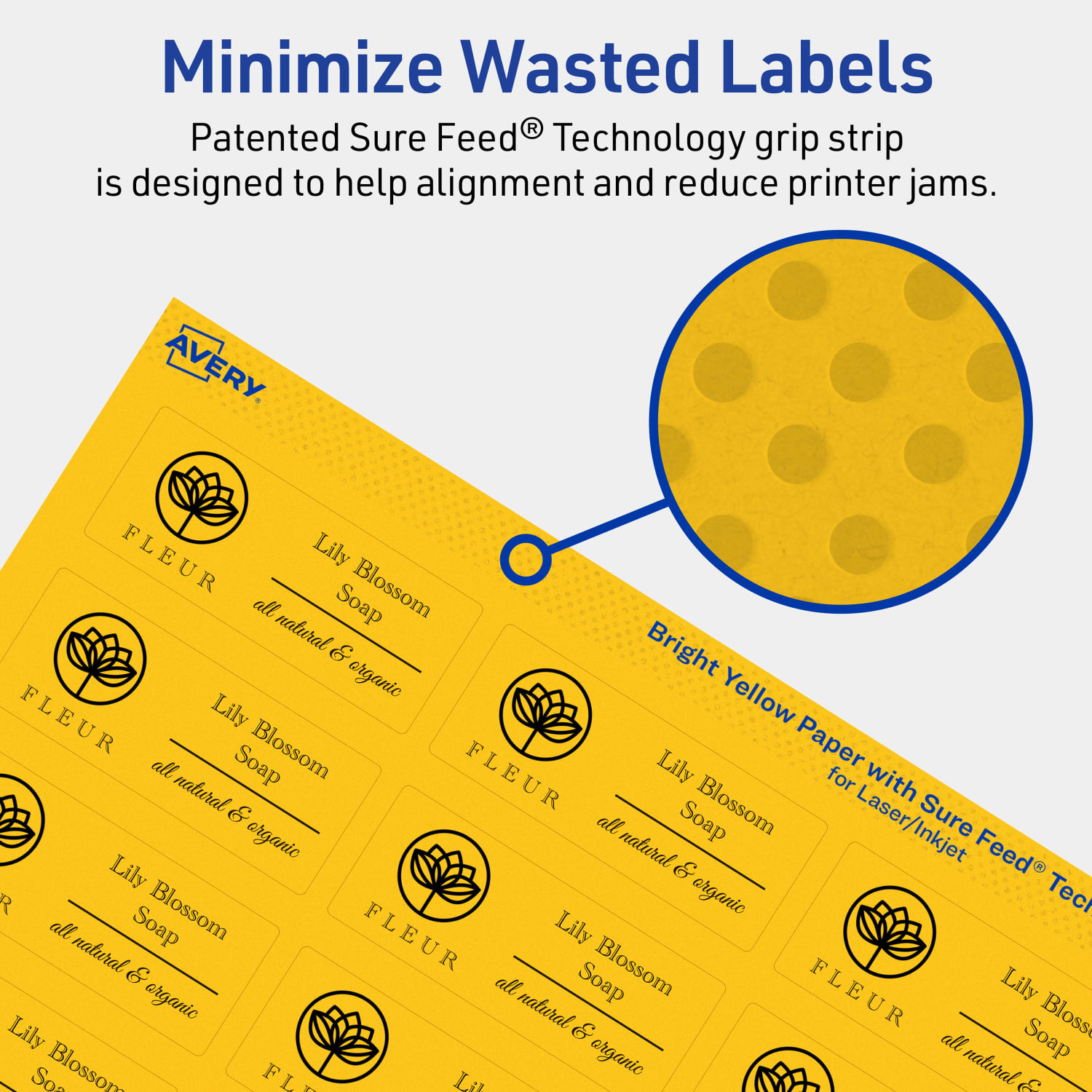 Avery Printable Labels With Sure Feed Technology, 94221-BYP40, Rectangle, 1in x 2-1/2in, Matte Bright Yellow, Pack of 960 - Image 5