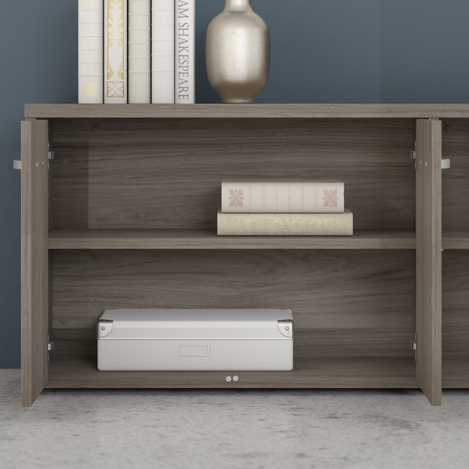 Bush Business Furniture Studio C 60inW Low Storage Cabinet With Doors And Shelves, Modern Hickory, Standard Delivery - Image 6