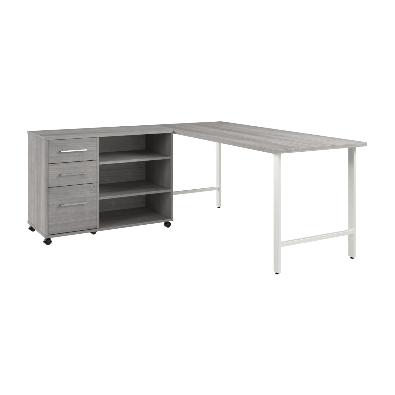 Bush Business Furniture Hustle 72inW Computer Desk and Storage Cabinet with Drawers and Shelves, Platinum Gray, Standard Delivery Service - Image 3