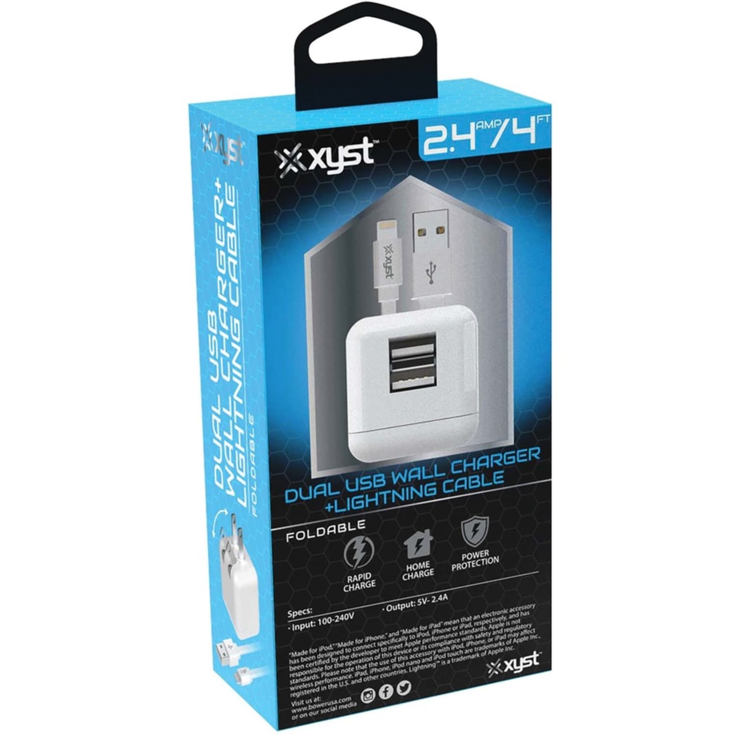 Bower XYST AC Adapter  120 V AC, 230 V AC Input  5 V DC Output  2.40 A  White - Image 6
