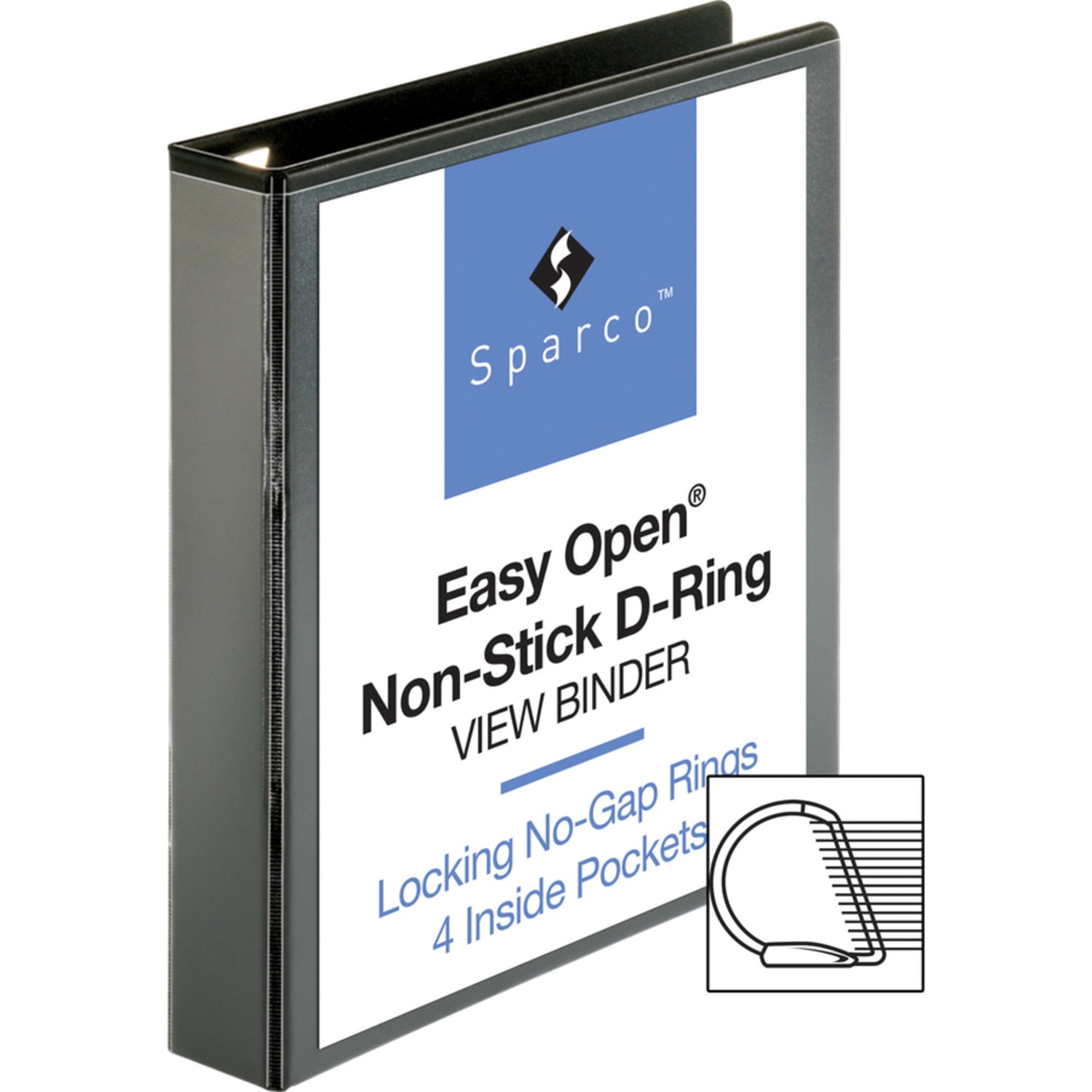 Sparco Locking View 3-Ring Binder, 1 1/2in D-Rings, 44% Recycled, Black - Image 6